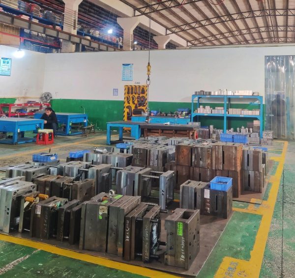 Organised mould storage racks at the production base