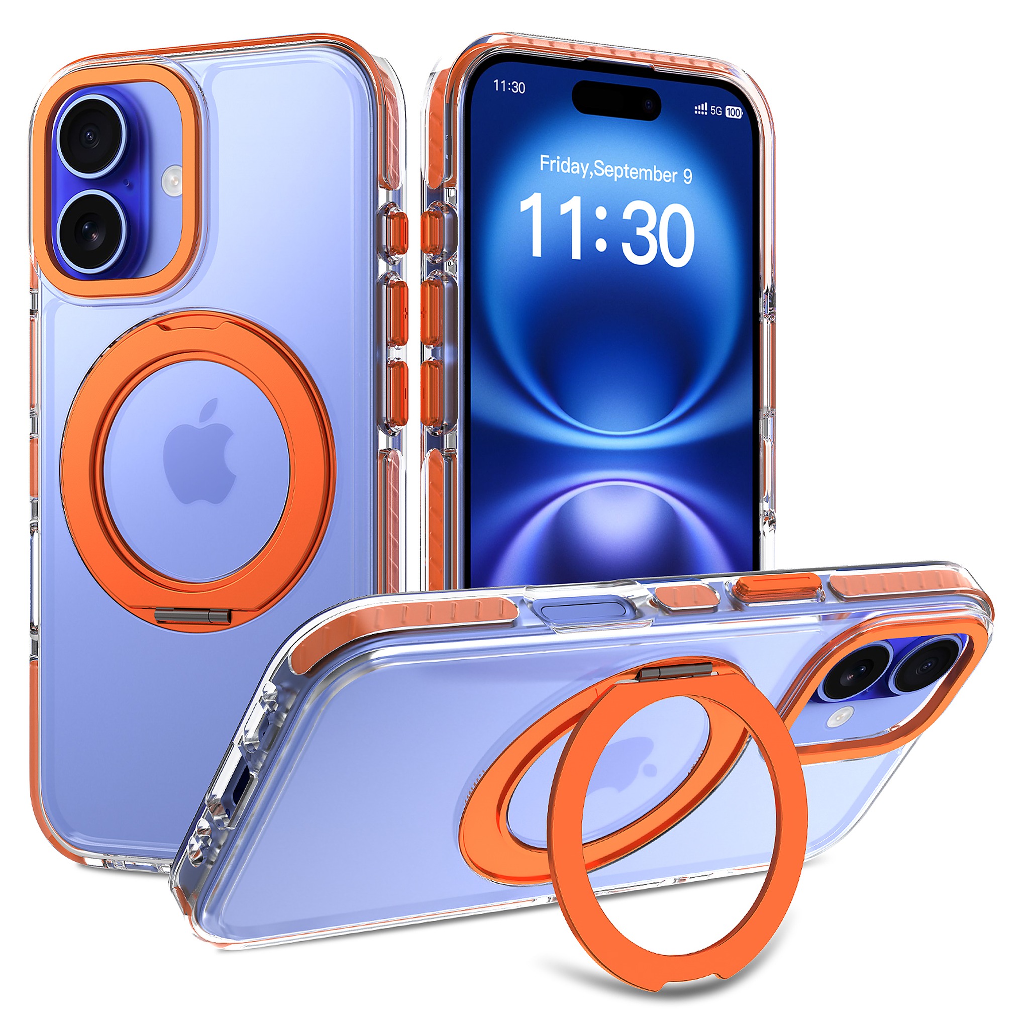 SendaFit Iridescent Two-Tone 360° Stand Case for iPhone 16 - Orange