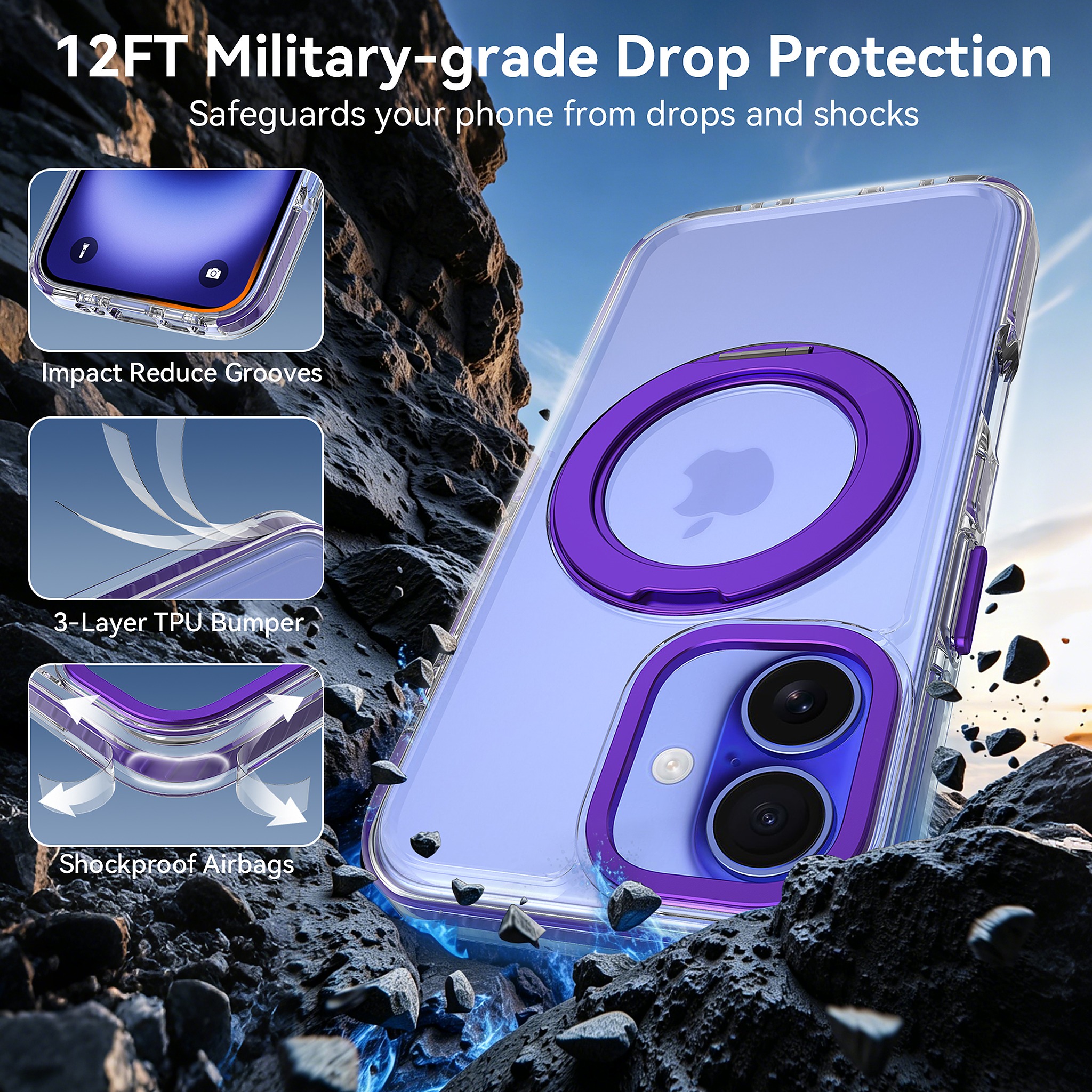 SendaFit Iridescent Two-Tone 360° Stand Case for iPhone 16 detail 13