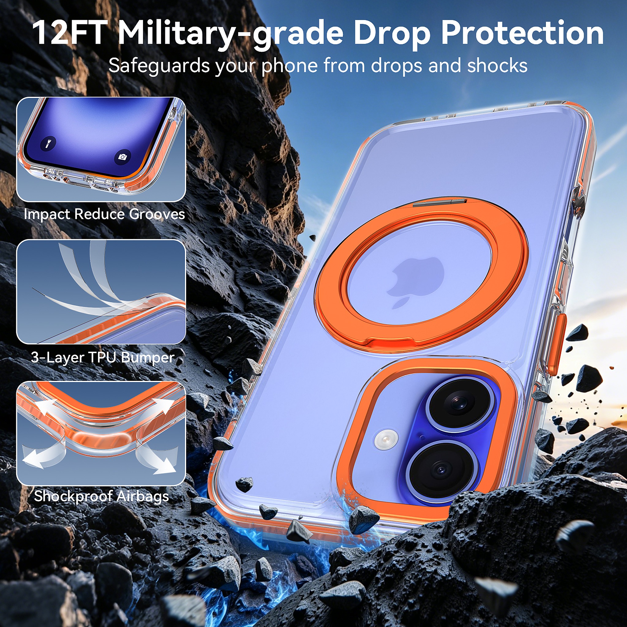 SendaFit Iridescent Two-Tone 360° Stand Case for iPhone 16 detail 14