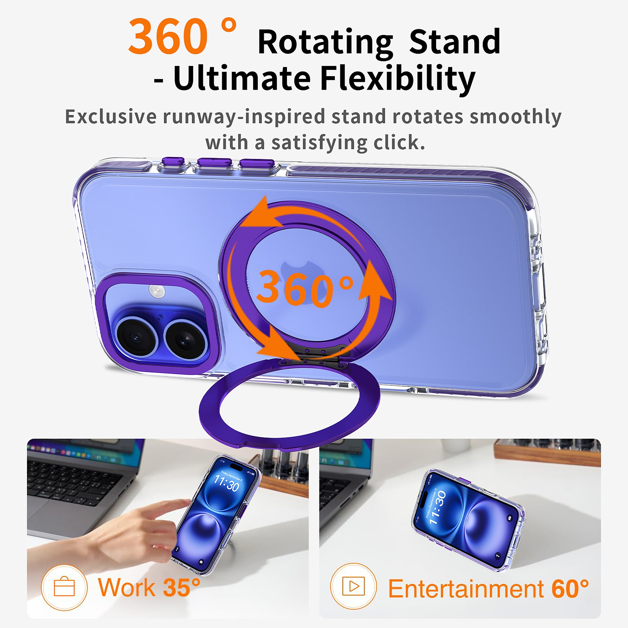 SendaFit Iridescent Two-Tone 360° Stand Case for iPhone 16 detail 19