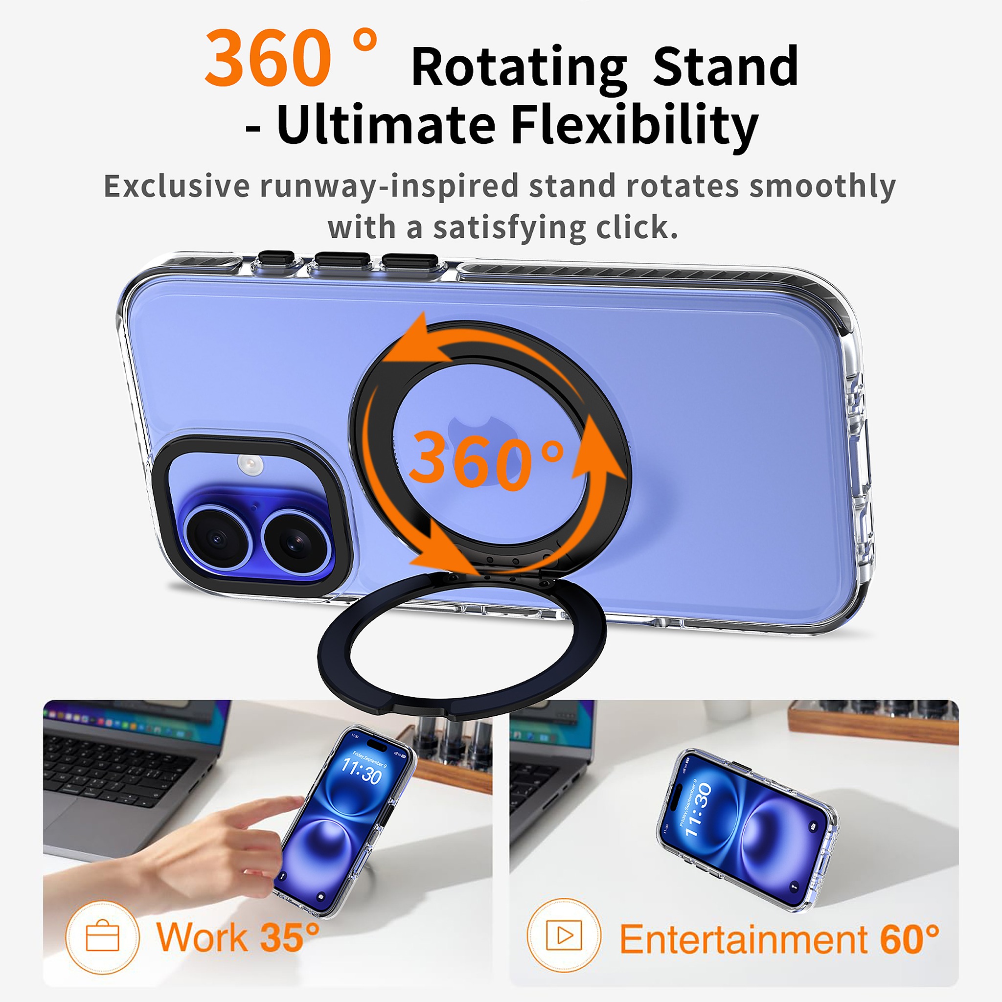 SendaFit Iridescent Two-Tone 360° Stand Case for iPhone 16 detail 21