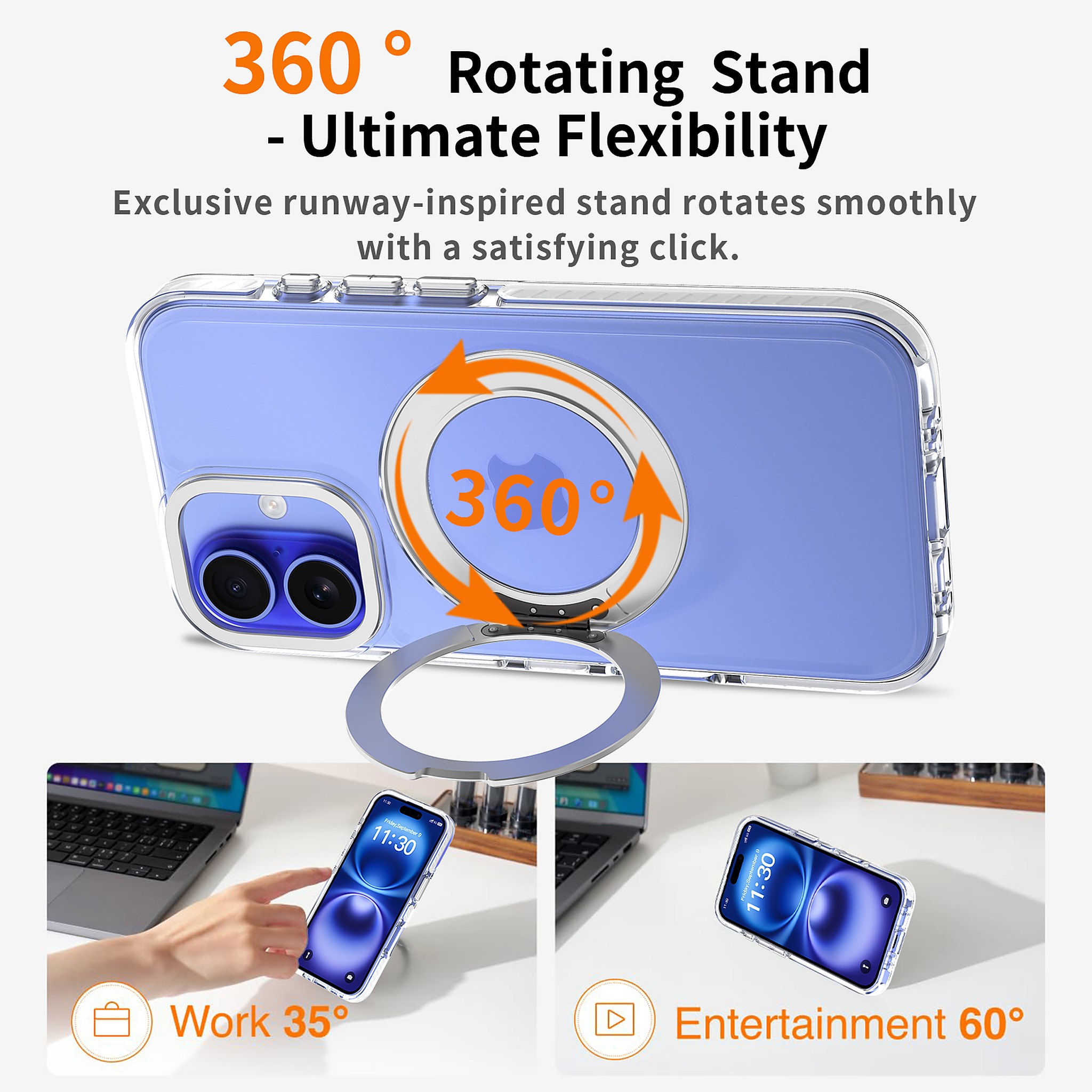 SendaFit Iridescent Two-Tone 360° Stand Case for iPhone 16 detail 22