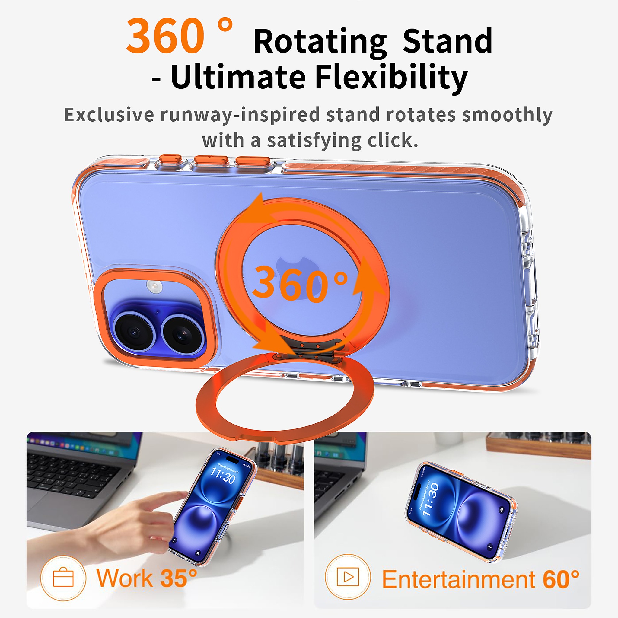 SendaFit Iridescent Two-Tone 360° Stand Case for iPhone 16 detail 23