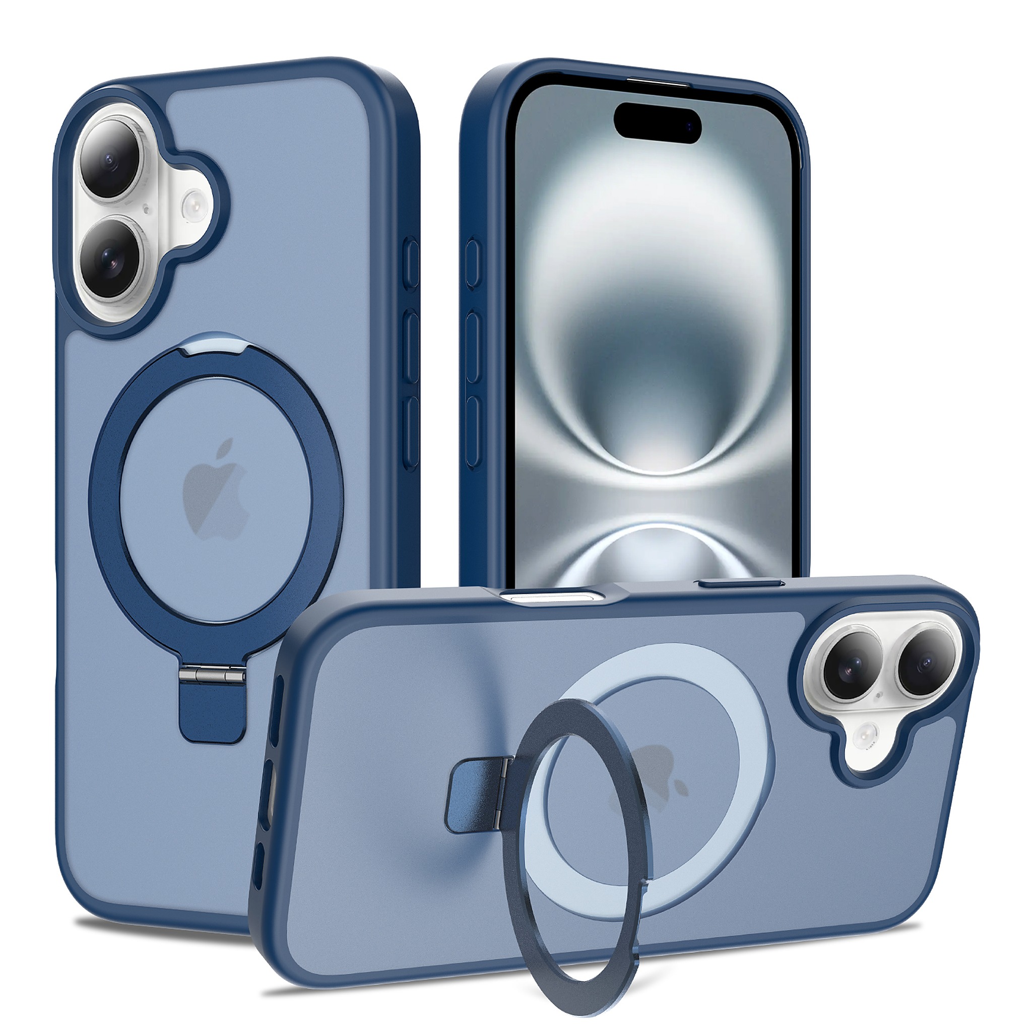 SendaFit Matte Skin-Feel Racket-Stand Case for iPhone 16 - Royal Blue
