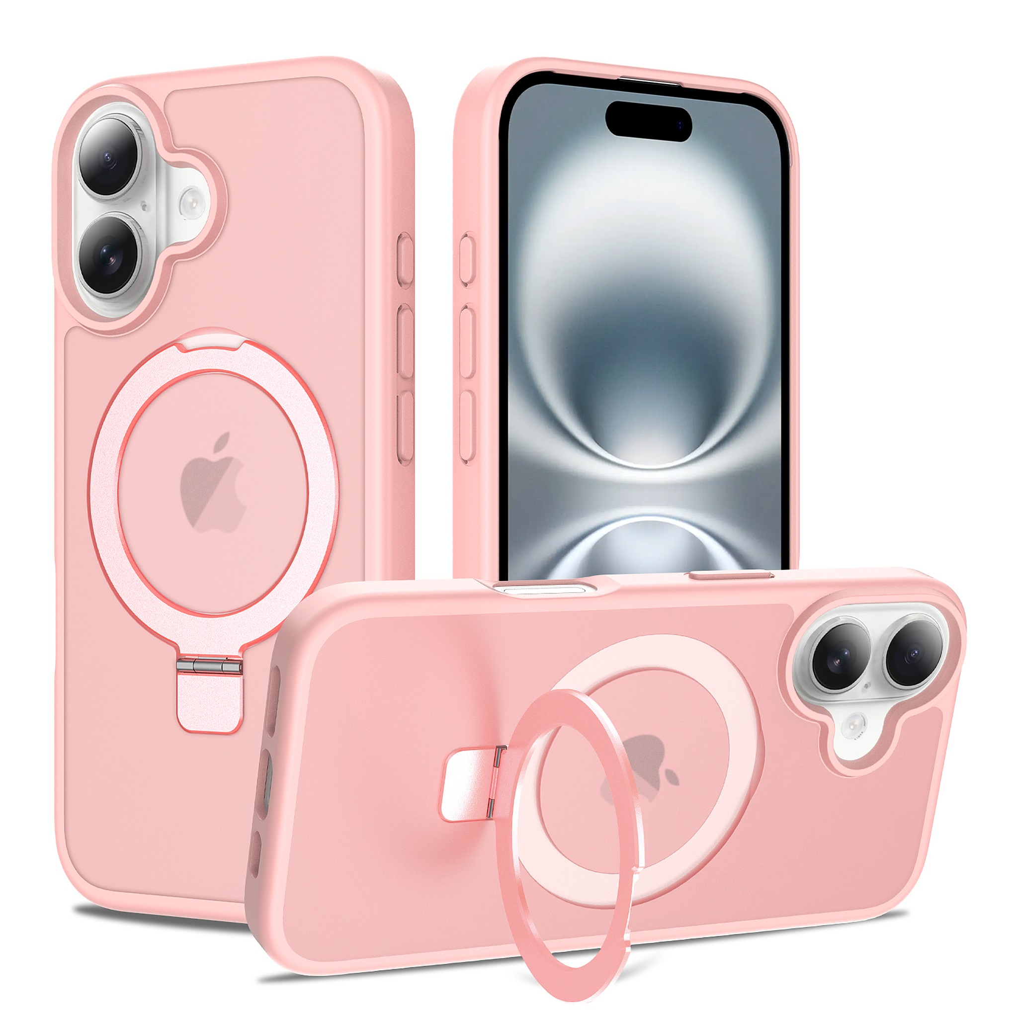 SendaFit Matte Skin-Feel Racket-Stand Case for iPhone 16 - Light Pink