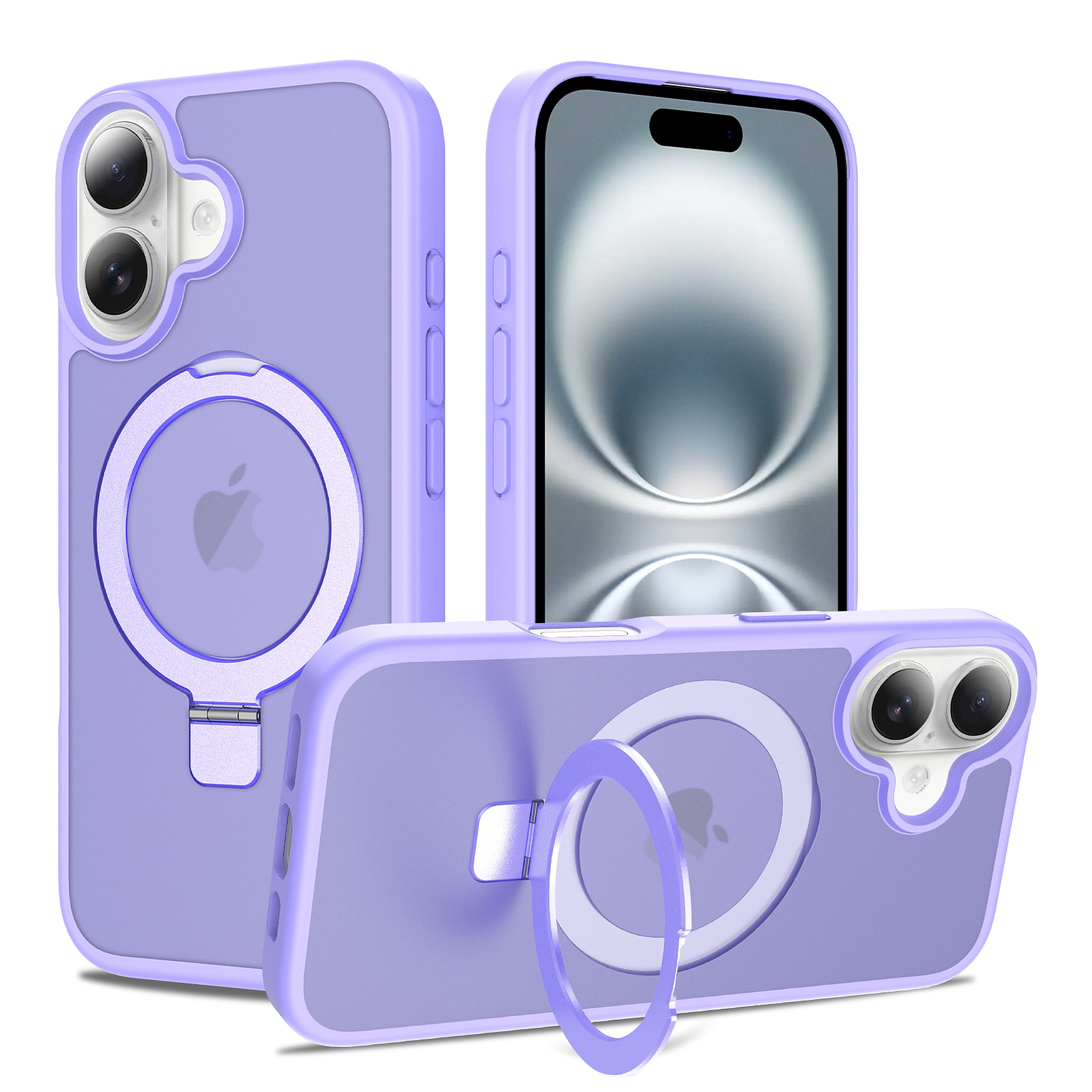 SendaFit Matte Skin-Feel Racket-Stand Case for iPhone 16 - Light Purple