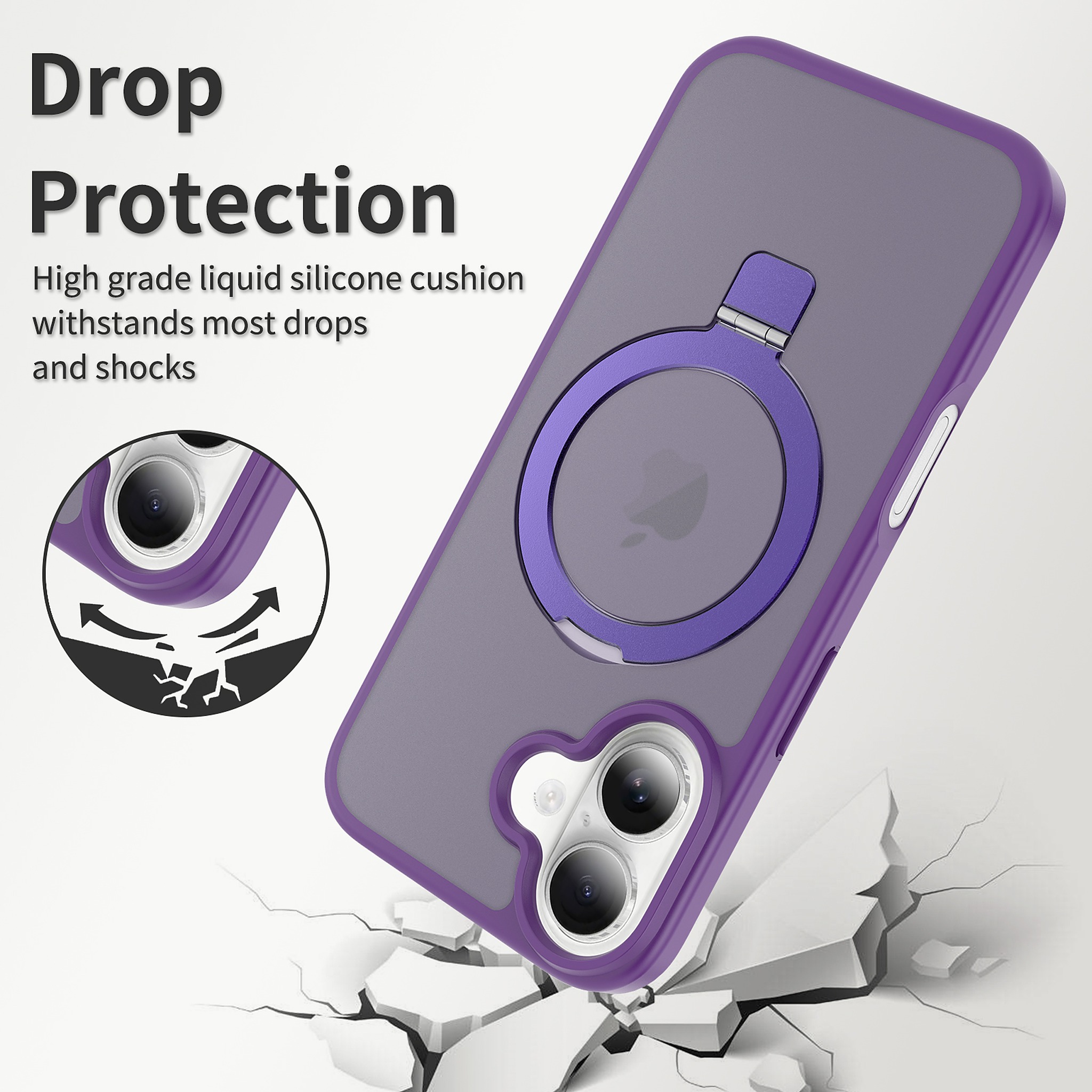 SendaFit Matte Skin-Feel Racket-Stand Case for iPhone 16 detail 2