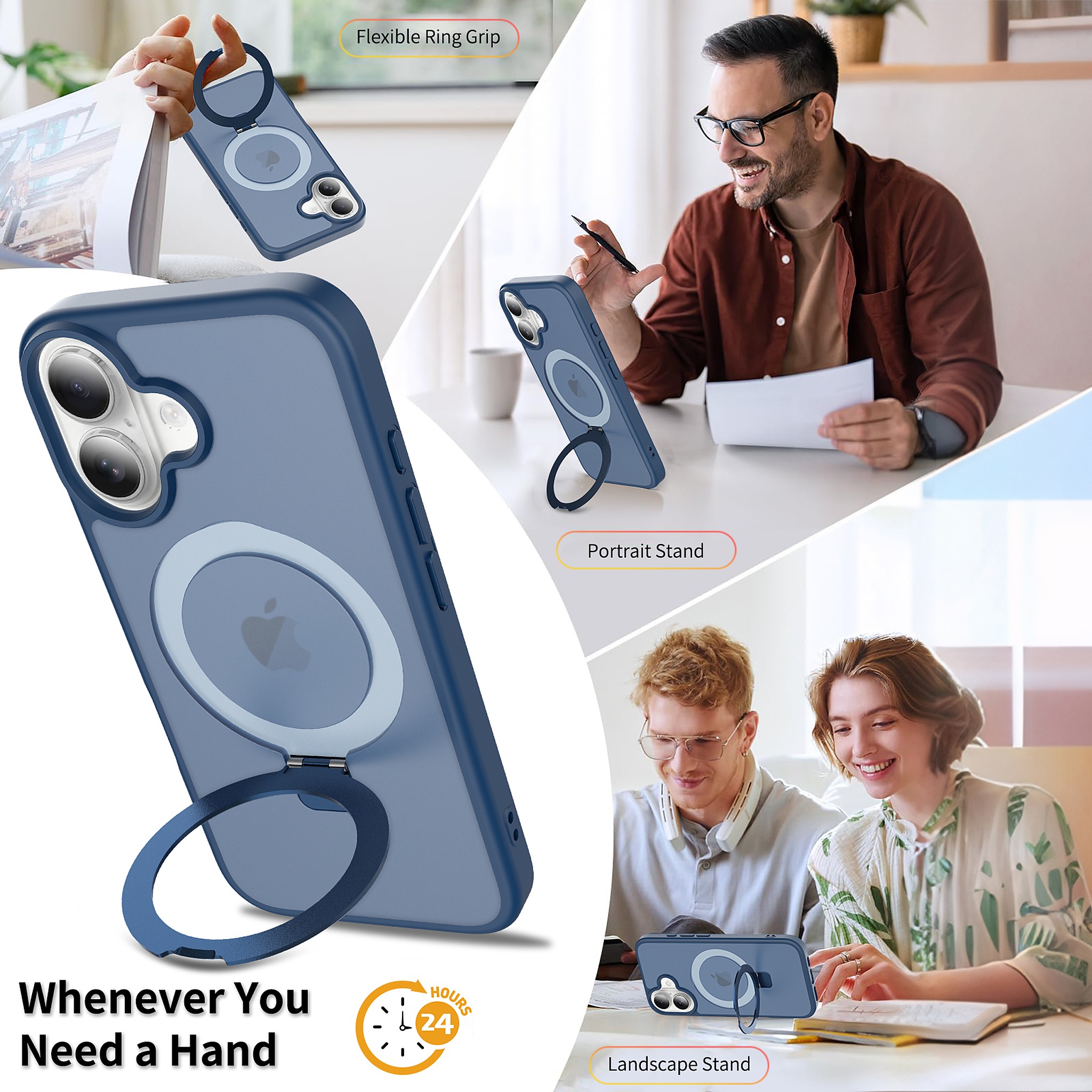 SendaFit Matte Skin-Feel Racket-Stand Case for iPhone 16 detail 7