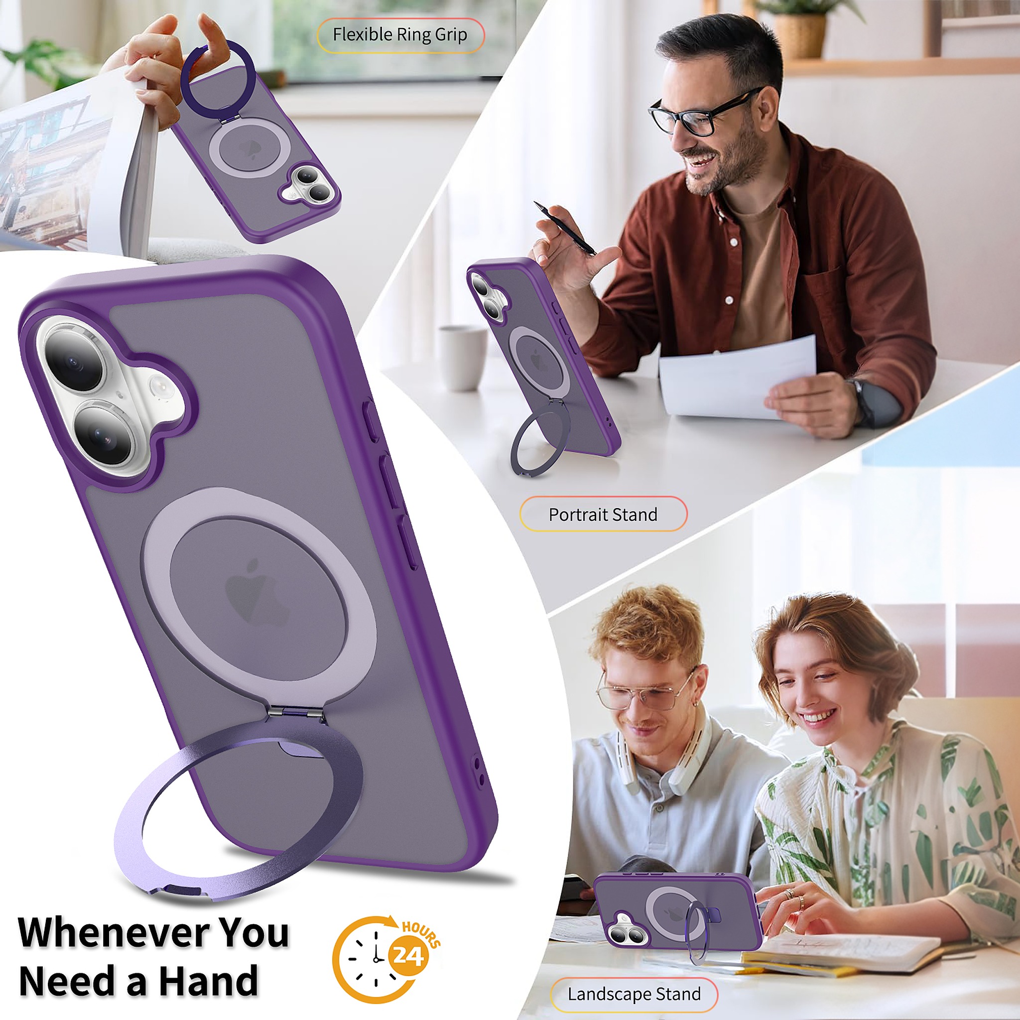 SendaFit Matte Skin-Feel Racket-Stand Case for iPhone 16 detail 8