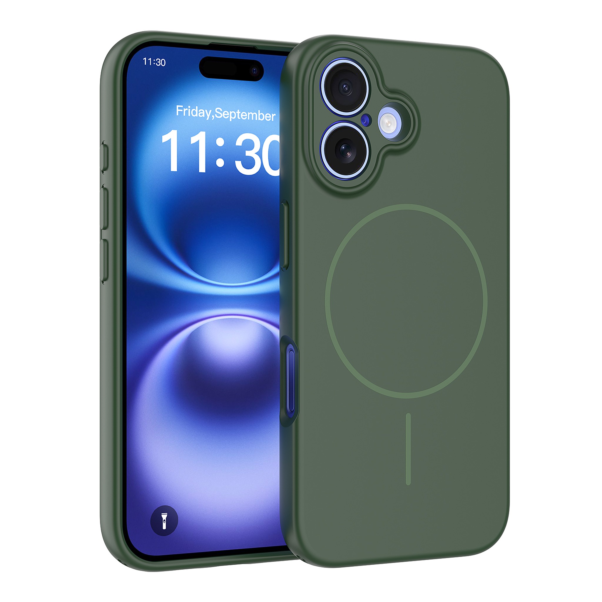 SendaFit Solid-Color Two-in-One MagSafe Case for iPhone 16 - Dark Green