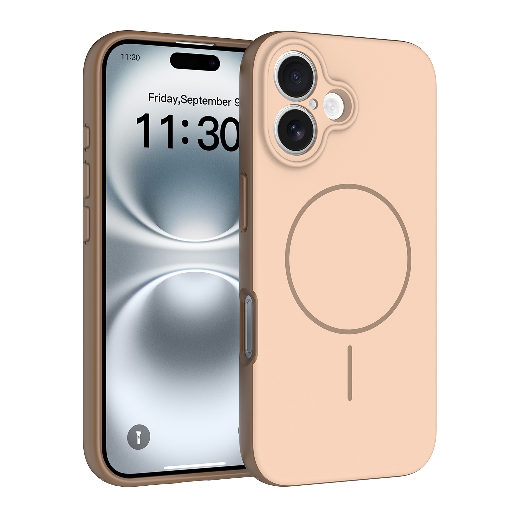 SendaFit Skin-Feel Two-in-One MagSafe Case for iPhone 16 - Light Brown