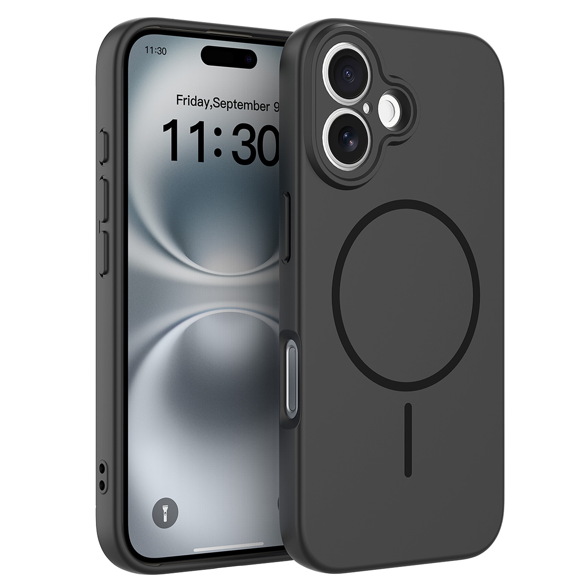 SendaFit Solid-Color Two-in-One MagSafe Case for iPhone 16 (006 Batch) - Black