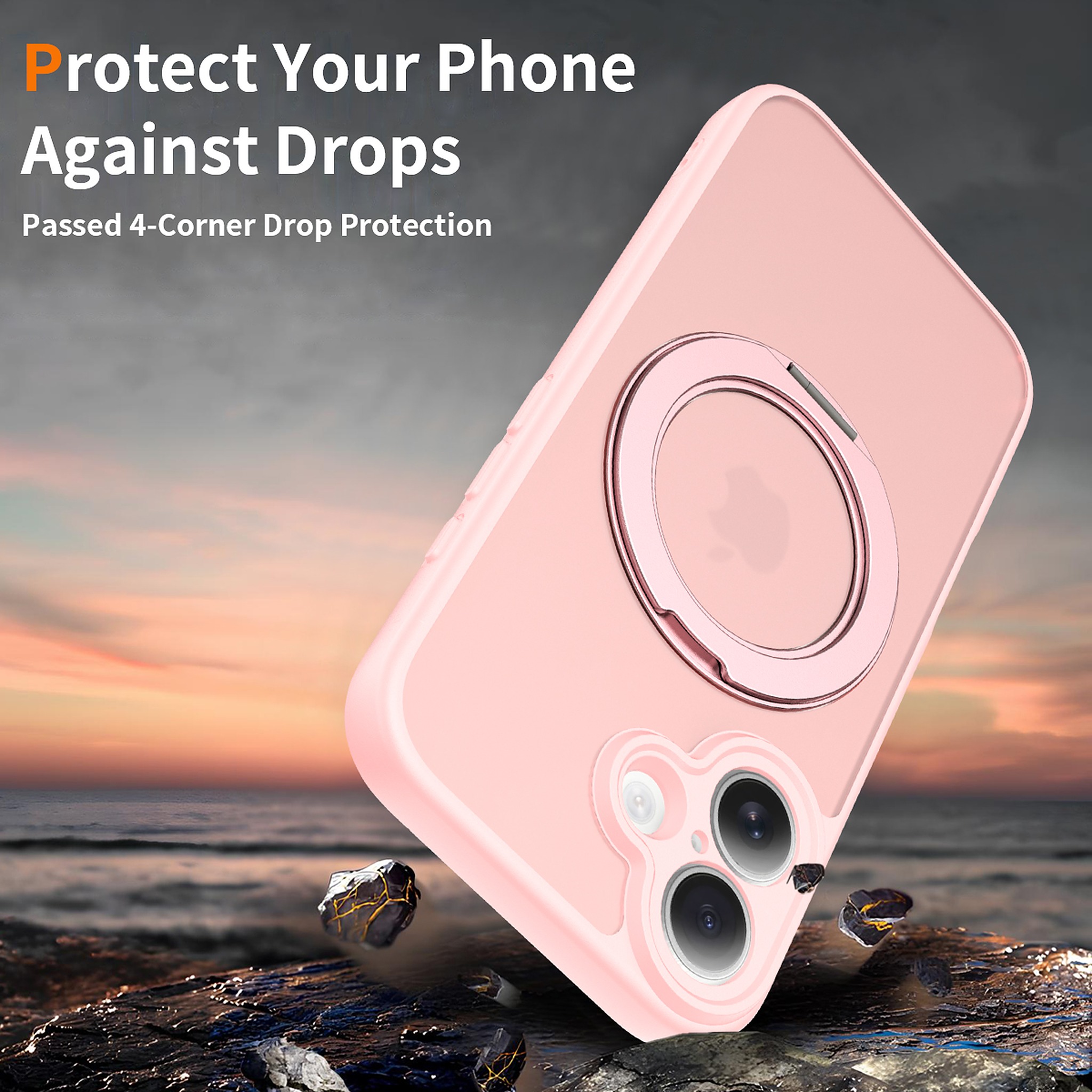 SendaFit Precise-Cutout Matte Skin-Feel 360° Stand Case for iPhone 16 detail 1