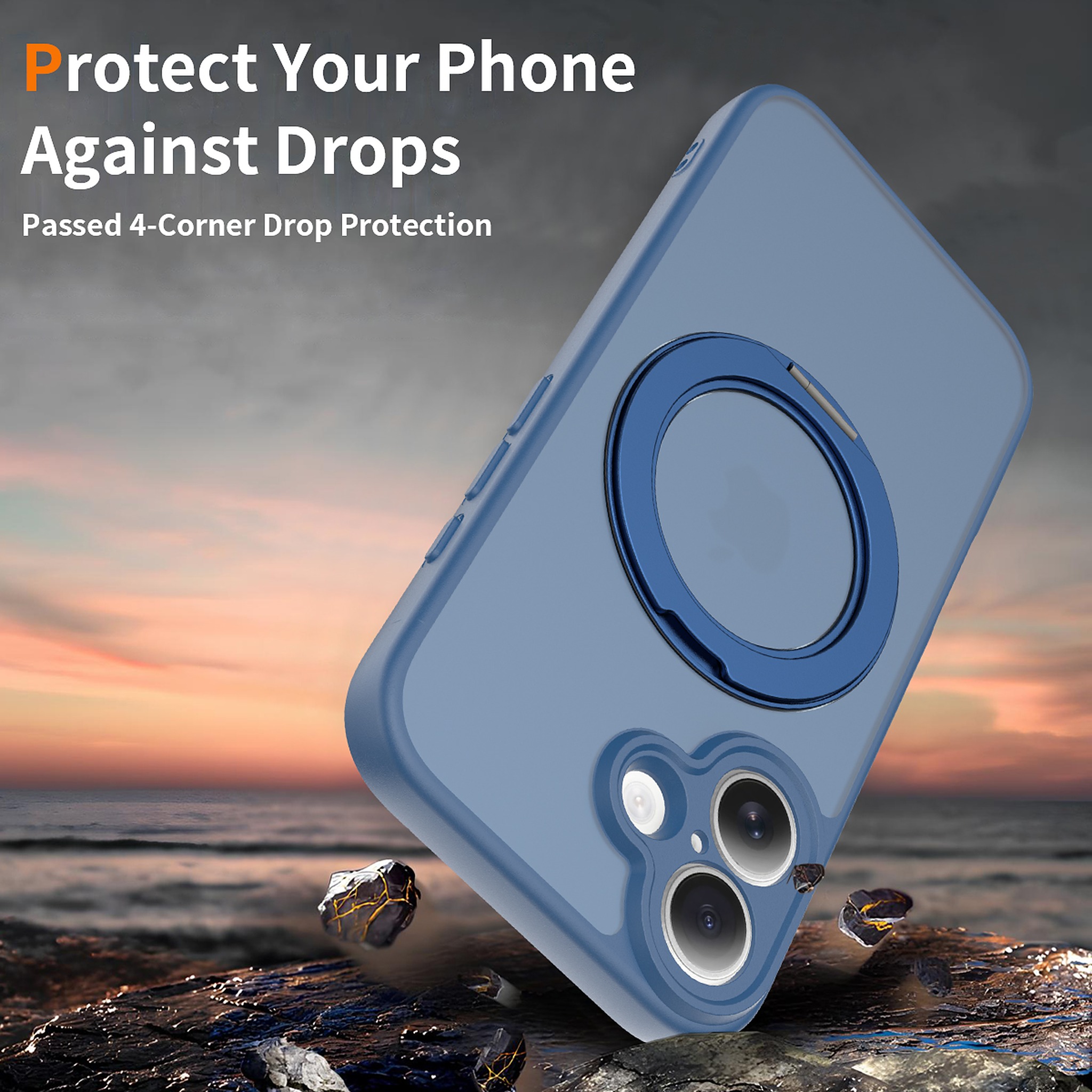 SendaFit Precise-Cutout Matte Skin-Feel 360° Stand Case for iPhone 16 detail 11