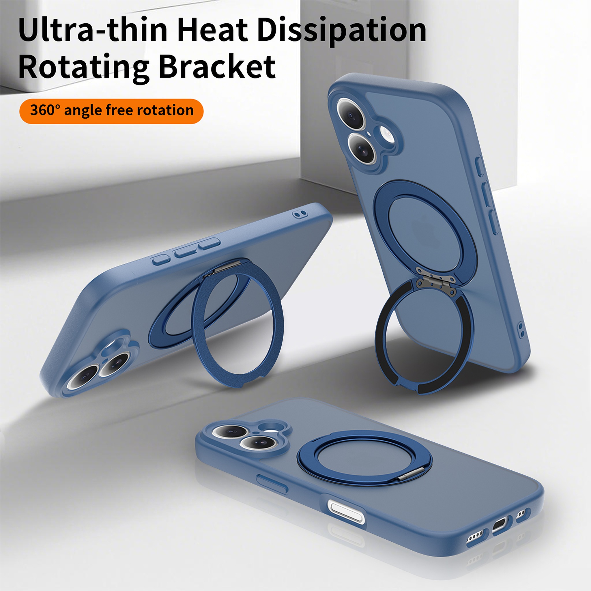 SendaFit Precise-Cutout Matte Skin-Feel 360° Stand Case for iPhone 16 detail 14