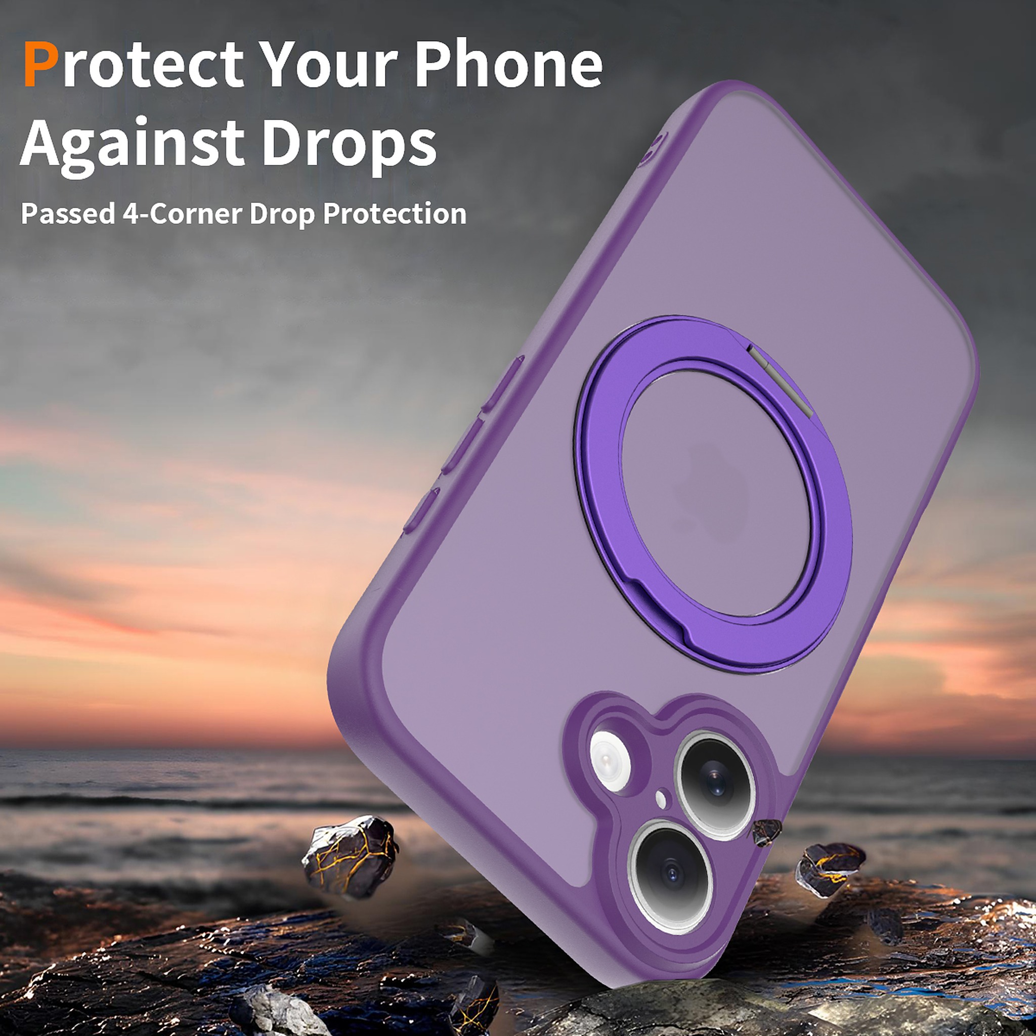 SendaFit Precise-Cutout Matte Skin-Feel 360° Stand Case for iPhone 16 detail 16