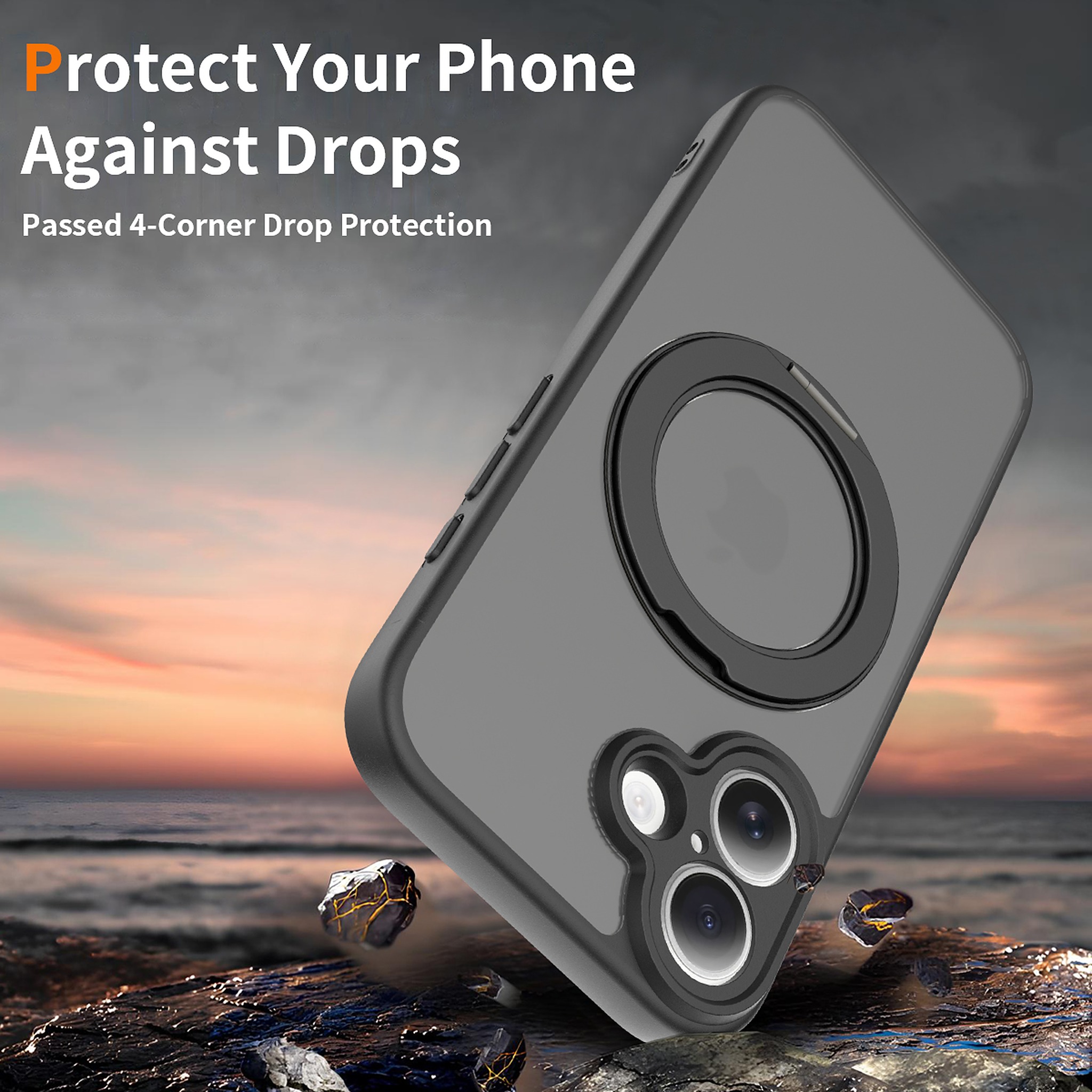 SendaFit Precise-Cutout Matte Skin-Feel 360° Stand Case for iPhone 16 detail 18