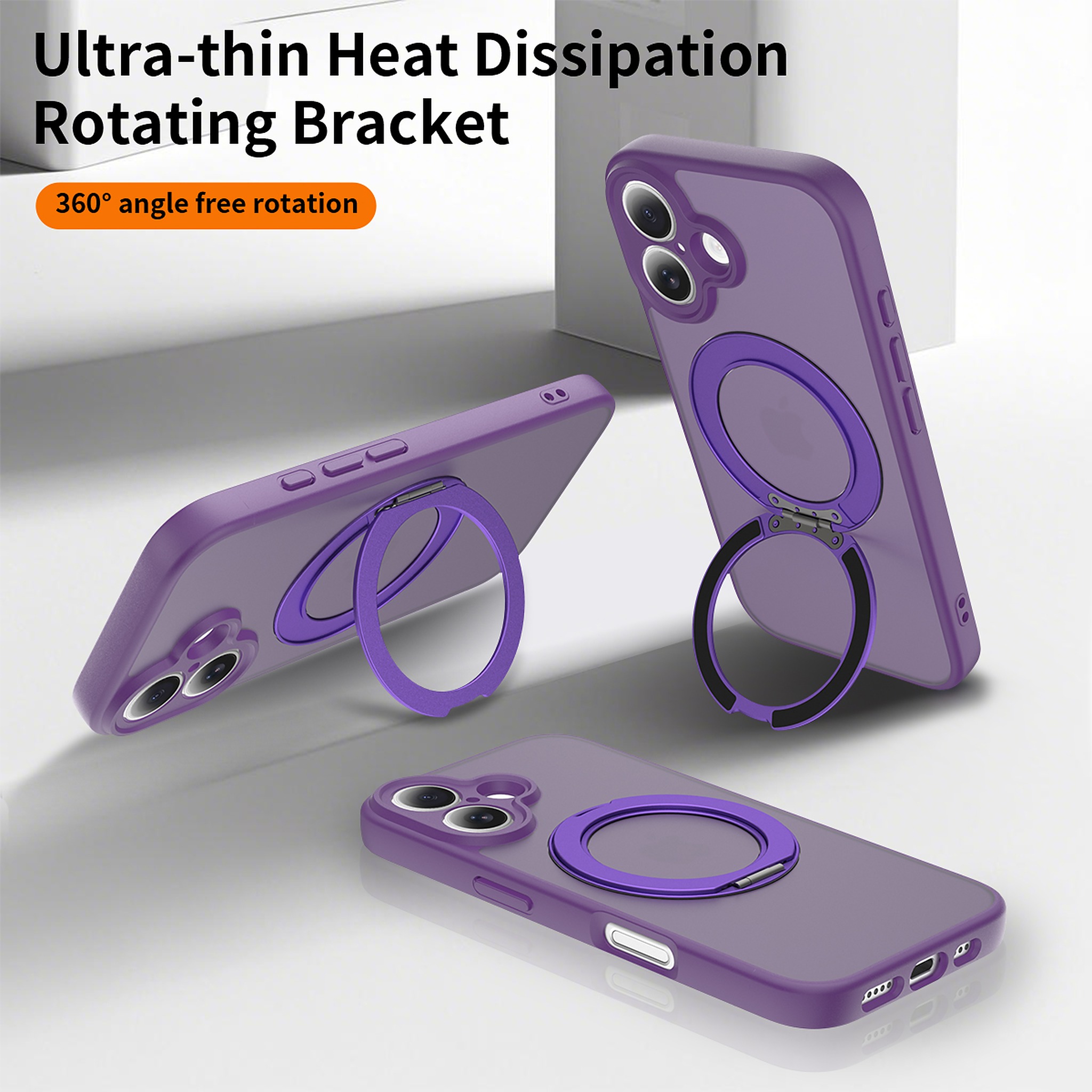SendaFit Precise-Cutout Matte Skin-Feel 360° Stand Case for iPhone 16 detail 20