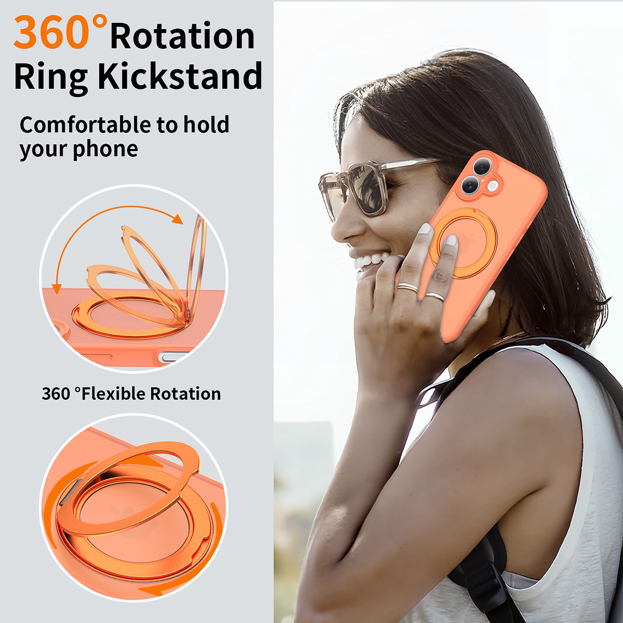 SendaFit Precise-Cutout Matte Skin-Feel 360° Stand Case for iPhone 16 detail 23