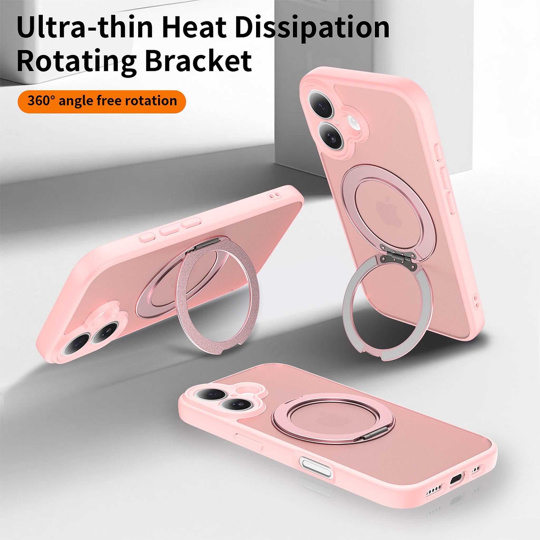 SendaFit Precise-Cutout Matte Skin-Feel 360° Stand Case for iPhone 16 detail 4