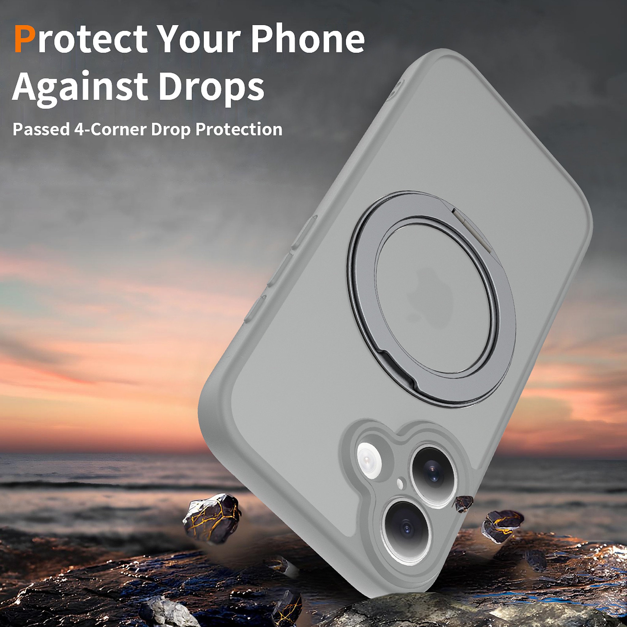 SendaFit Precise-Cutout Matte Skin-Feel 360° Stand Case for iPhone 16 detail 6