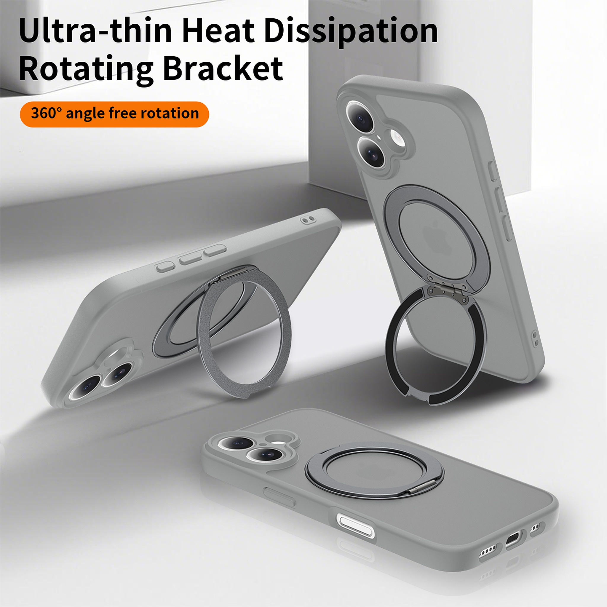 SendaFit Precise-Cutout Matte Skin-Feel 360° Stand Case for iPhone 16 detail 9