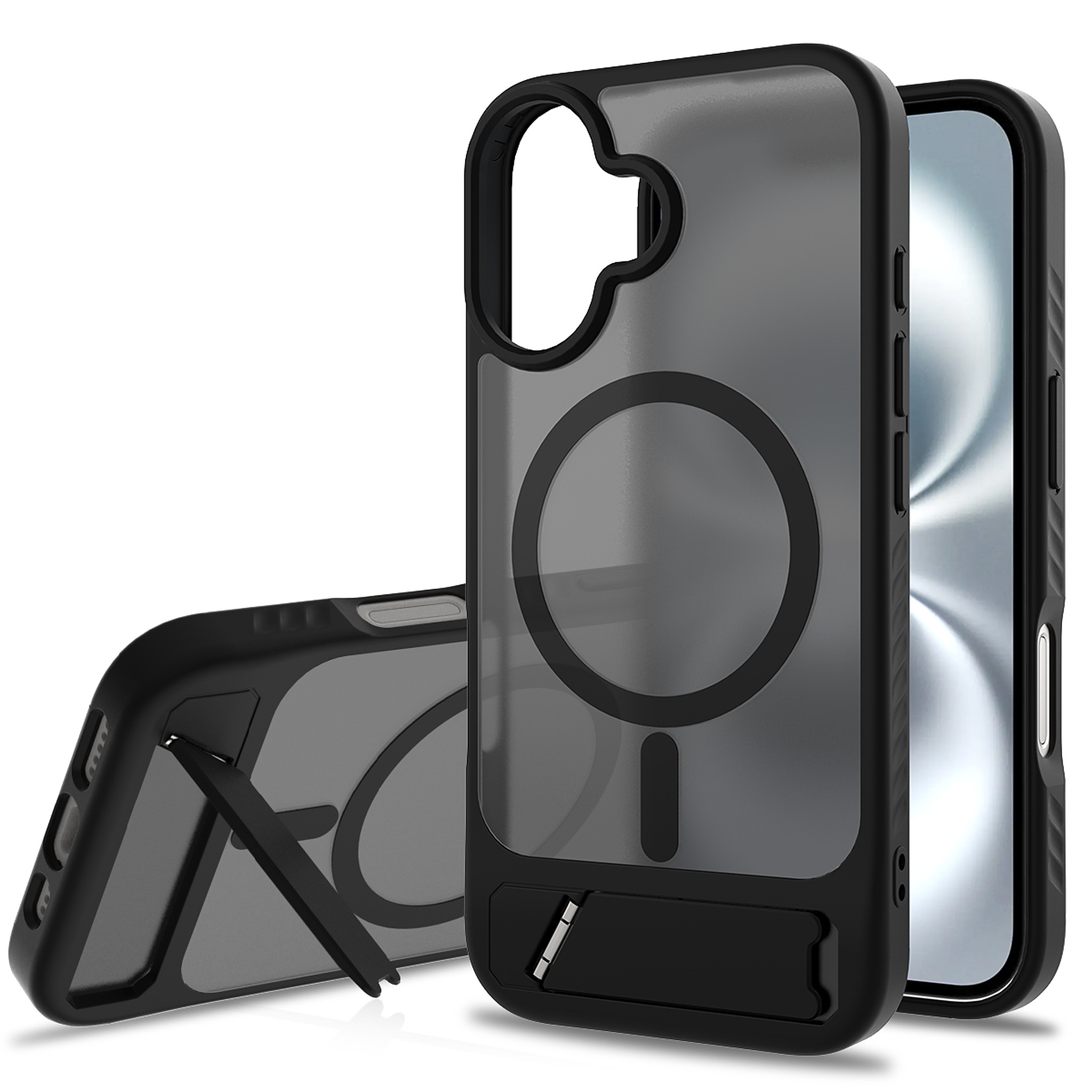 SendaFit Matte 45° Kickstand Case for iPhone 16 - Matte Black