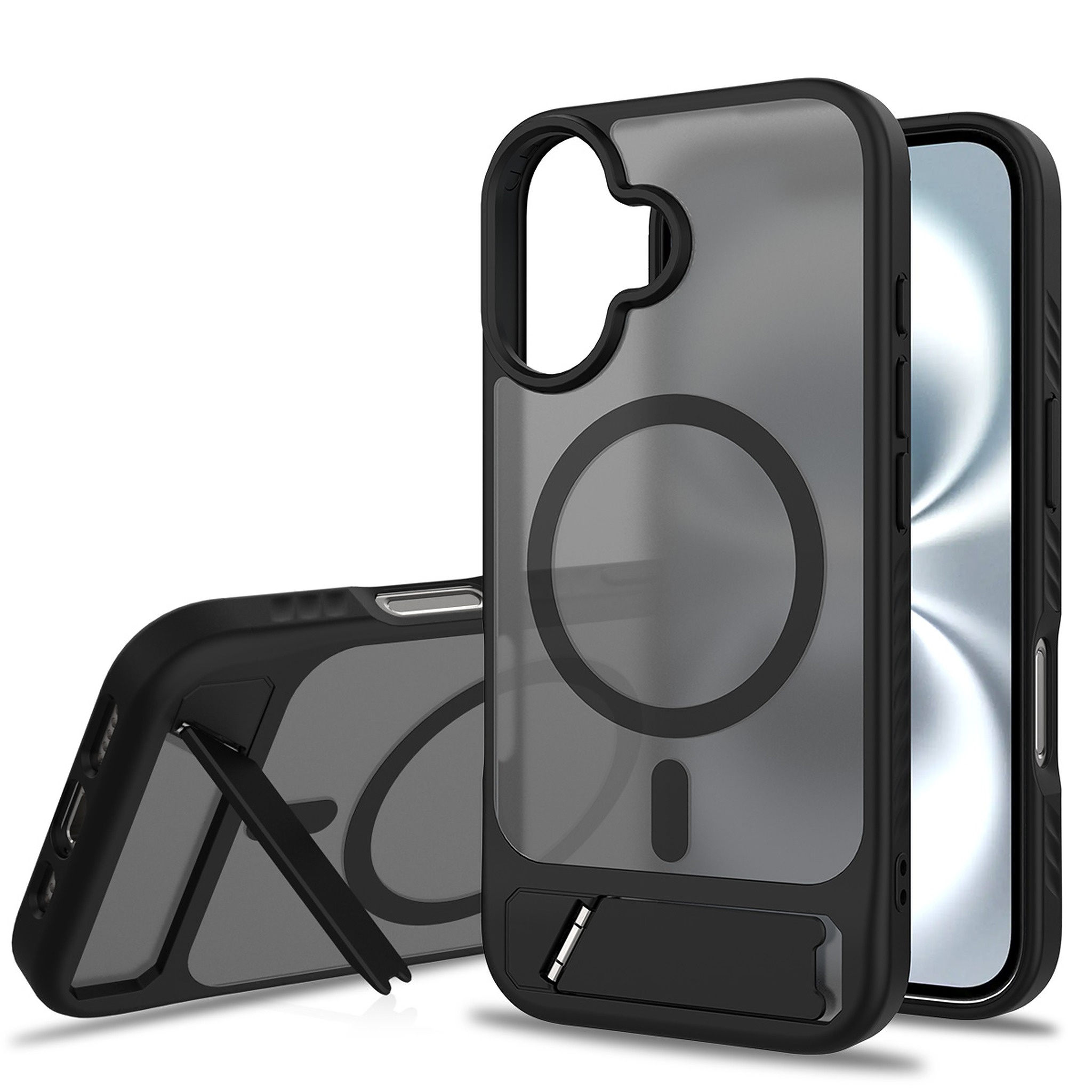 SendaFit Matte 45° Kickstand MagSafe Case for iPhone 16 - Matte Black