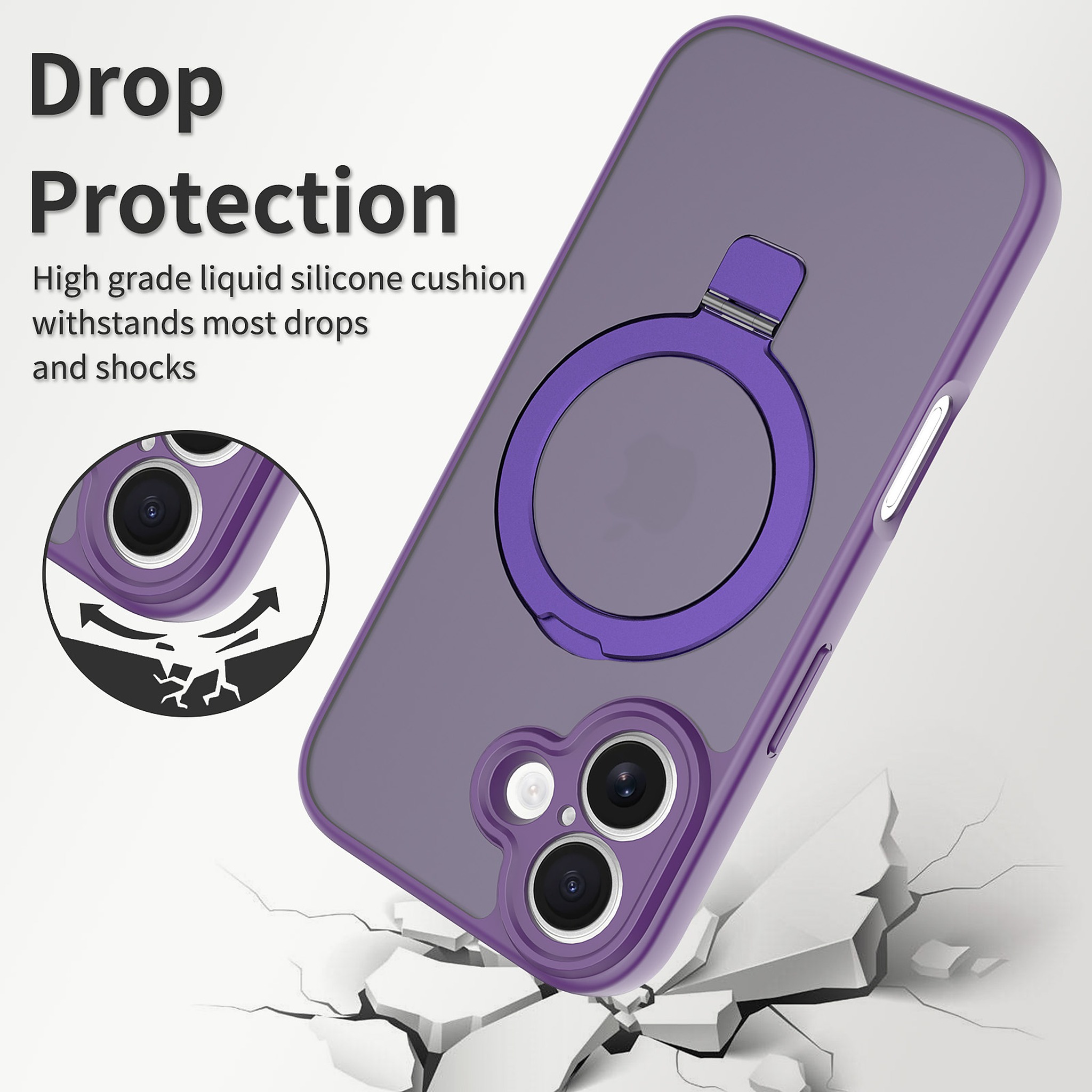 SendaFit Precise-Cutout Matte Skin-Feel Racket-Stand Case for iPhone 16 detail 13