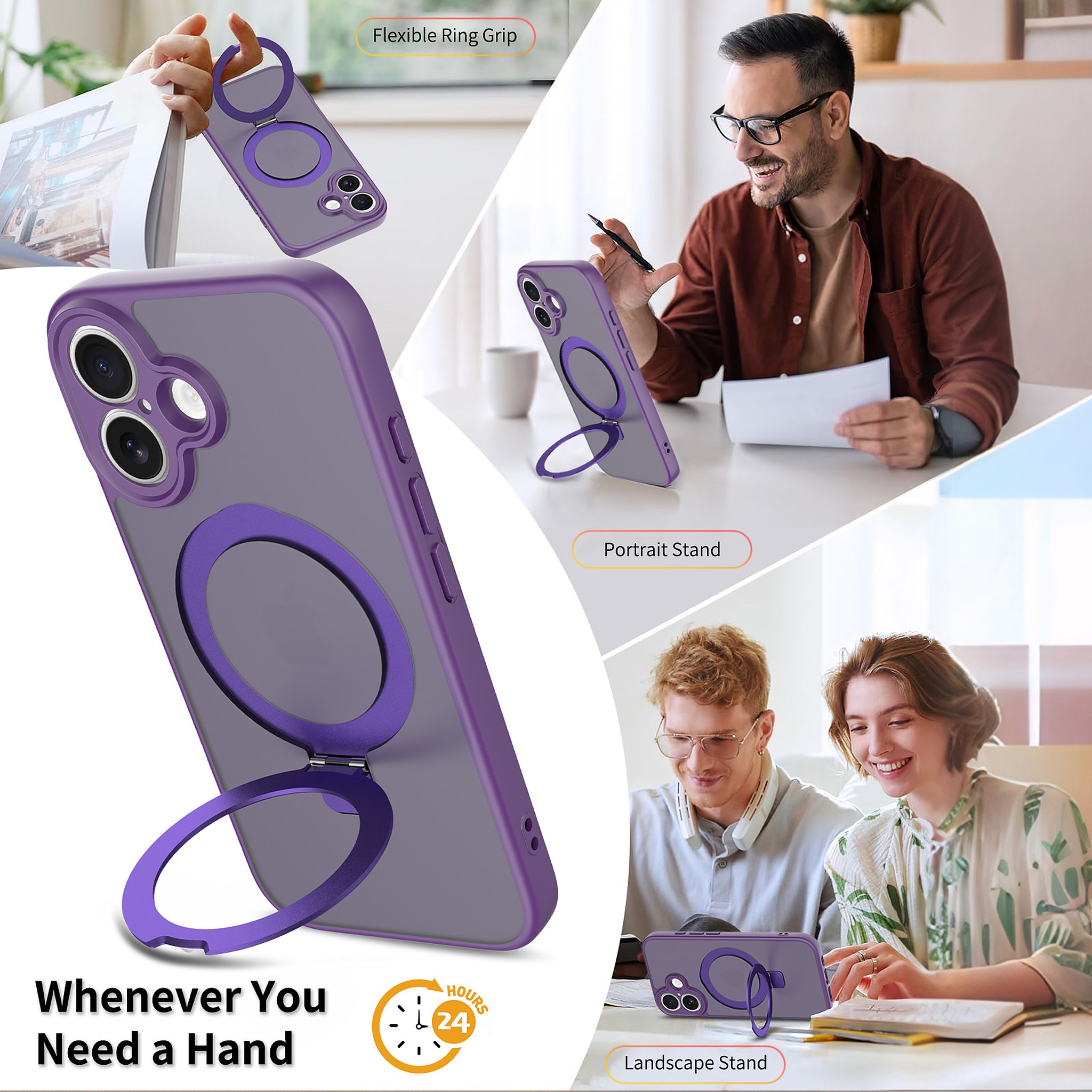 SendaFit Precise-Cutout Matte Skin-Feel Racket-Stand Case for iPhone 16 detail 14