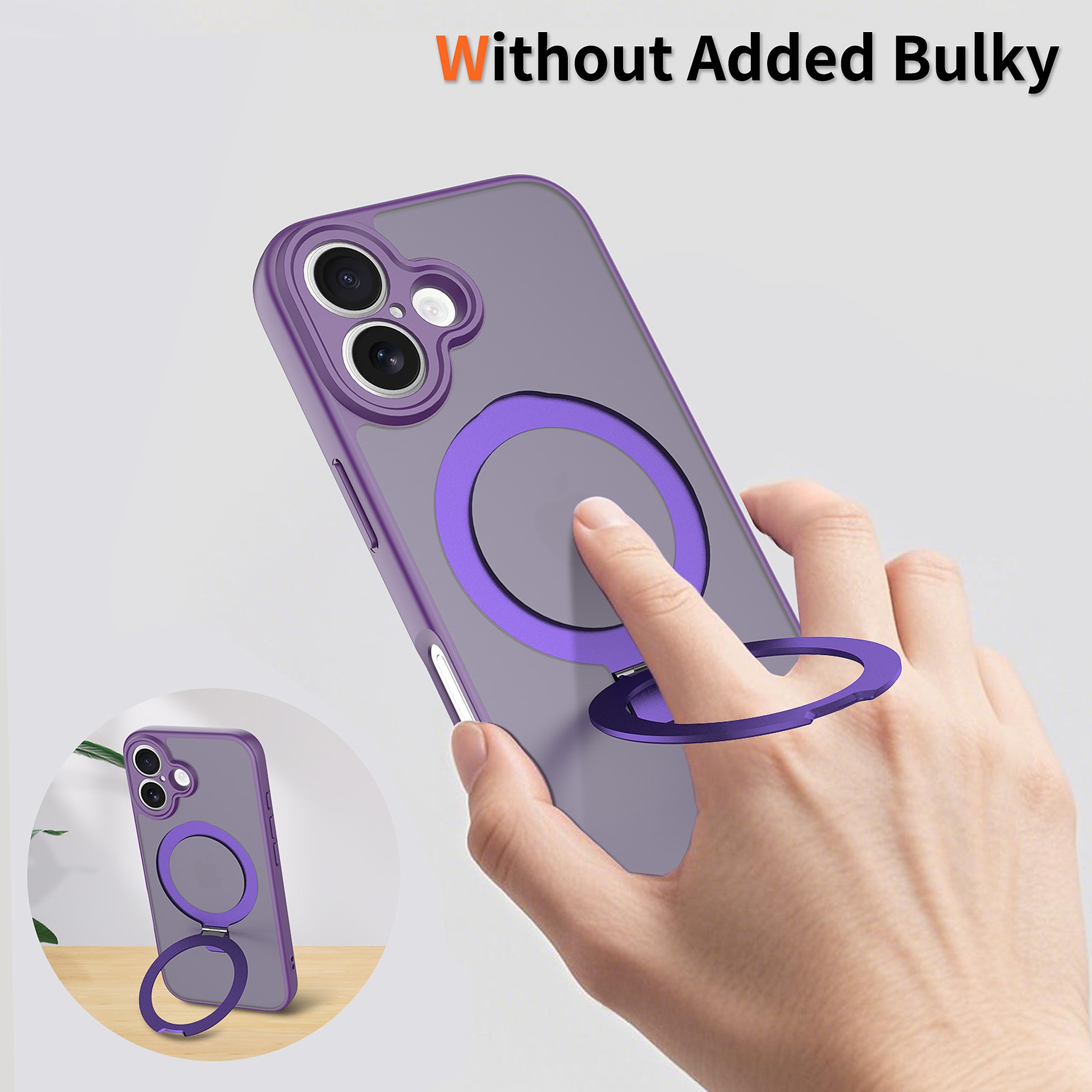 SendaFit Precise-Cutout Matte Skin-Feel Racket-Stand Case for iPhone 16 detail 16
