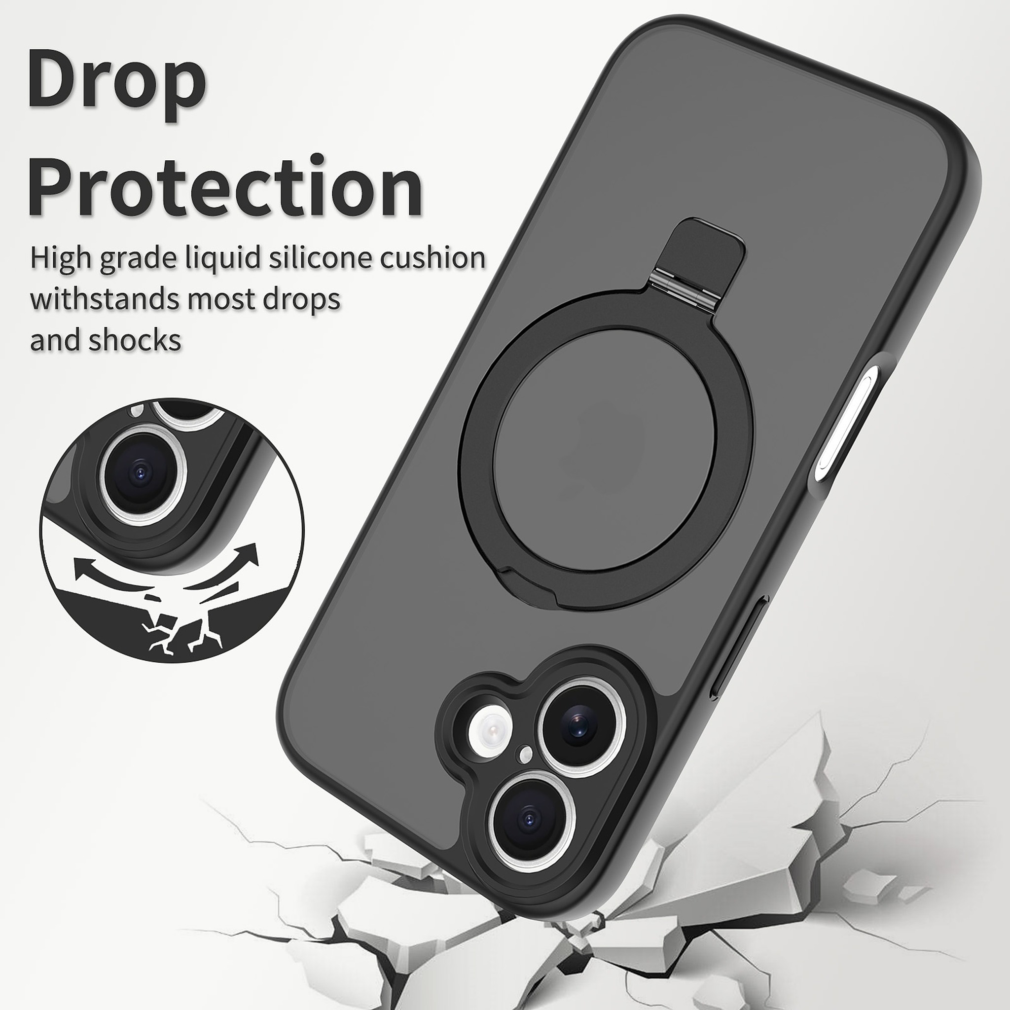 SendaFit Precise-Cutout Matte Skin-Feel Racket-Stand Case for iPhone 16 detail 17