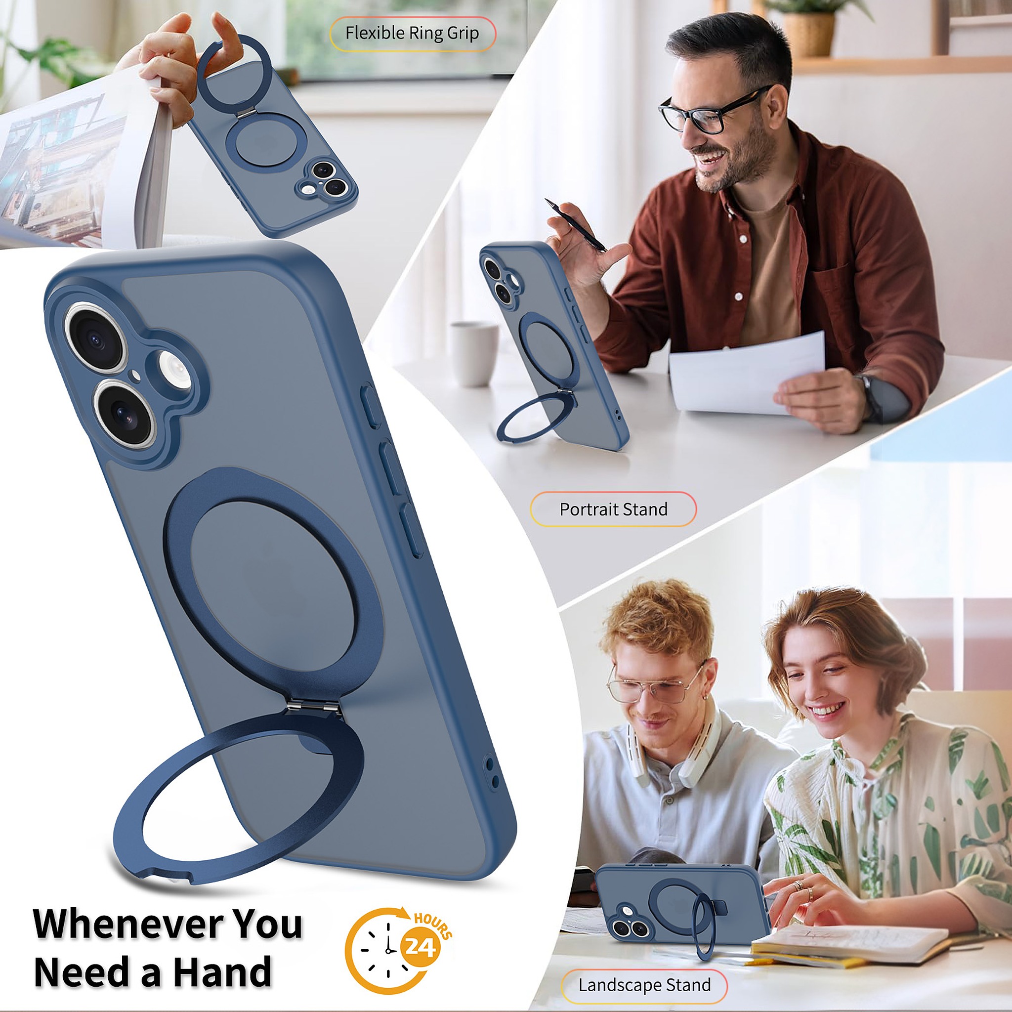 SendaFit Precise-Cutout Matte Skin-Feel Racket-Stand Case for iPhone 16 detail 2