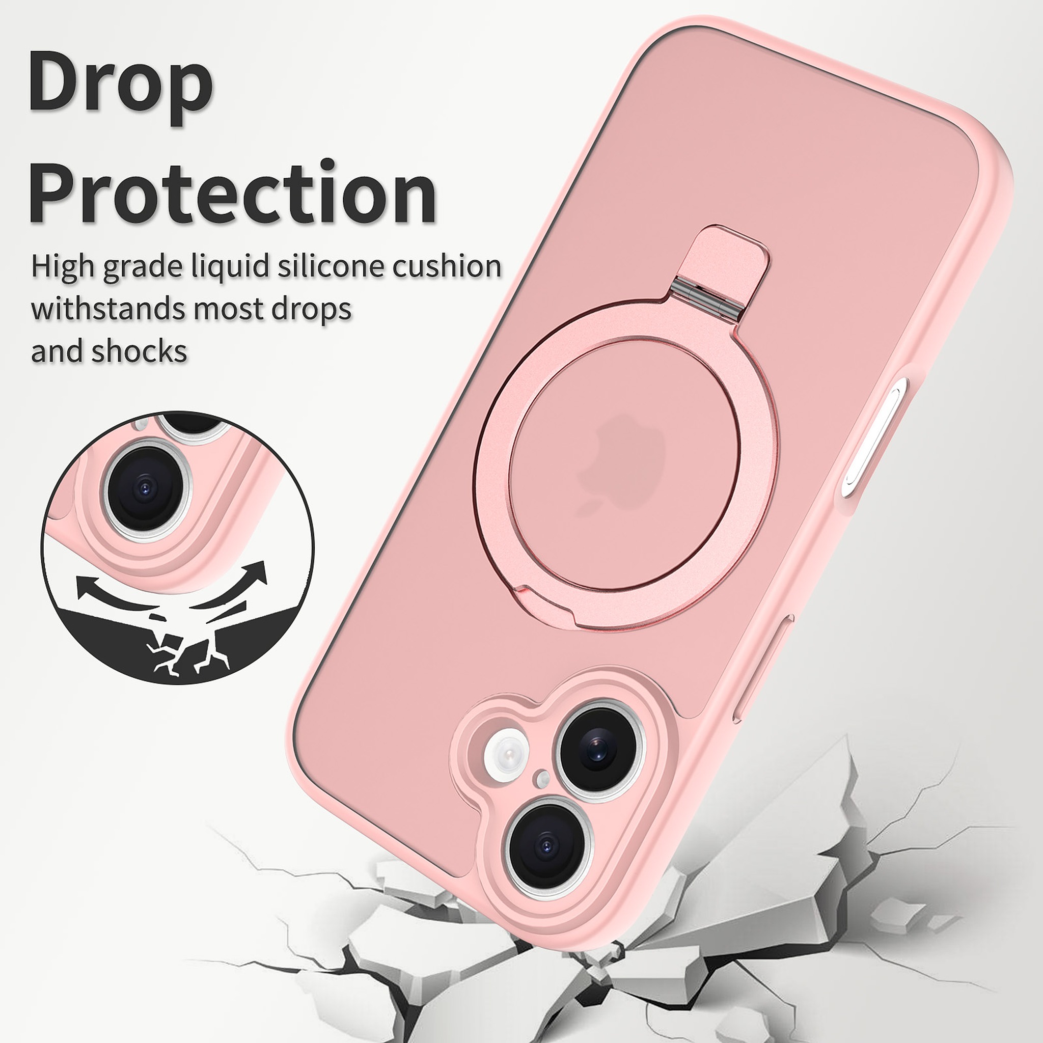 SendaFit Precise-Cutout Matte Skin-Feel Racket-Stand Case for iPhone 16 detail 5