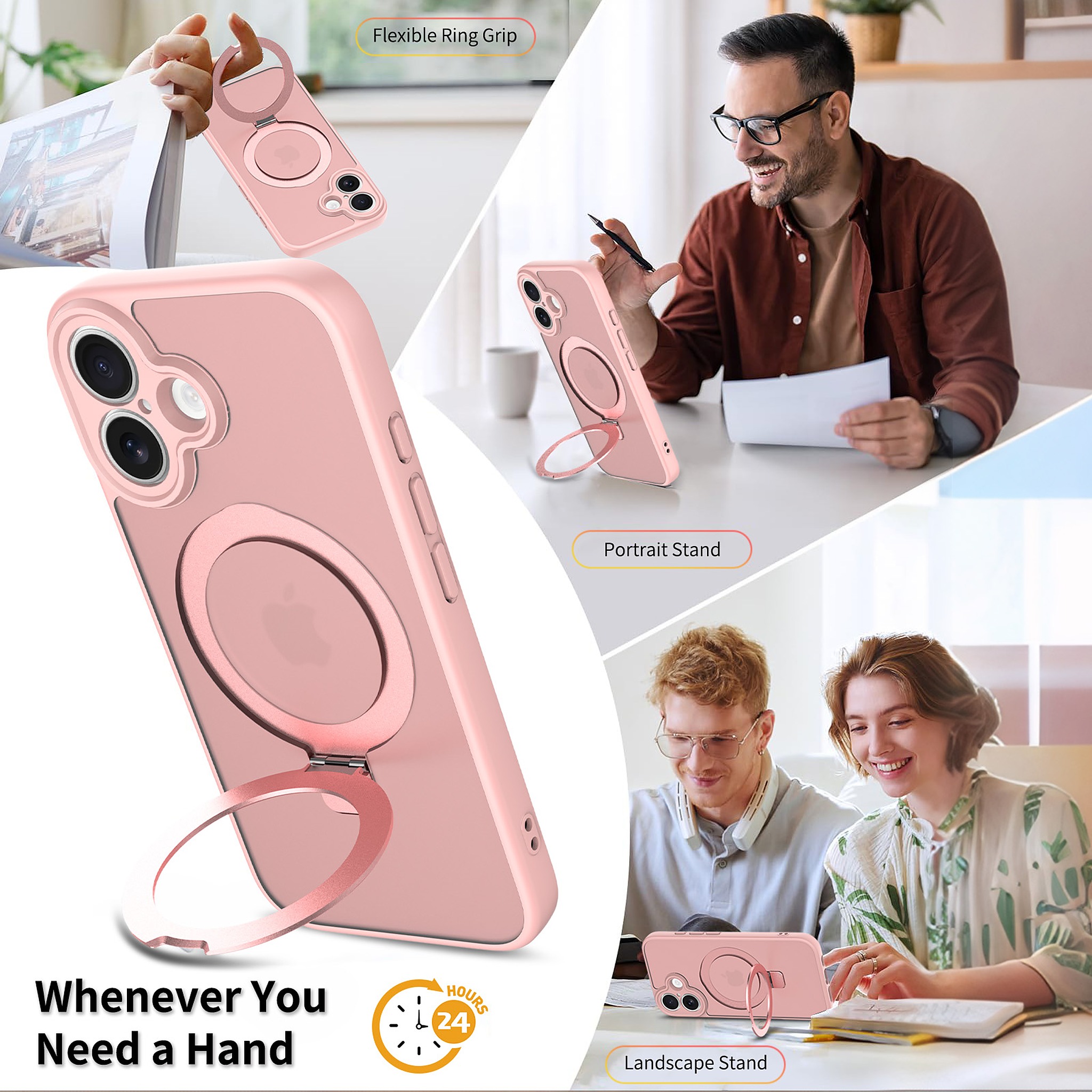 SendaFit Precise-Cutout Matte Skin-Feel Racket-Stand Case for iPhone 16 detail 6