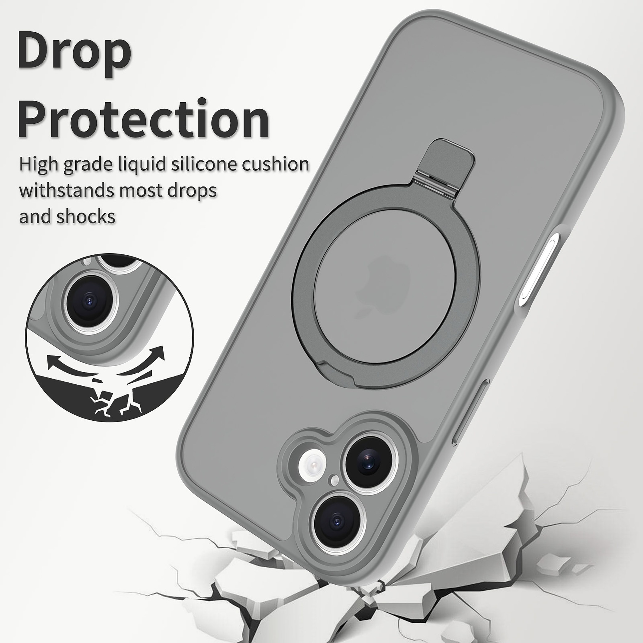 SendaFit Precise-Cutout Matte Skin-Feel Racket-Stand Case for iPhone 16 detail 9