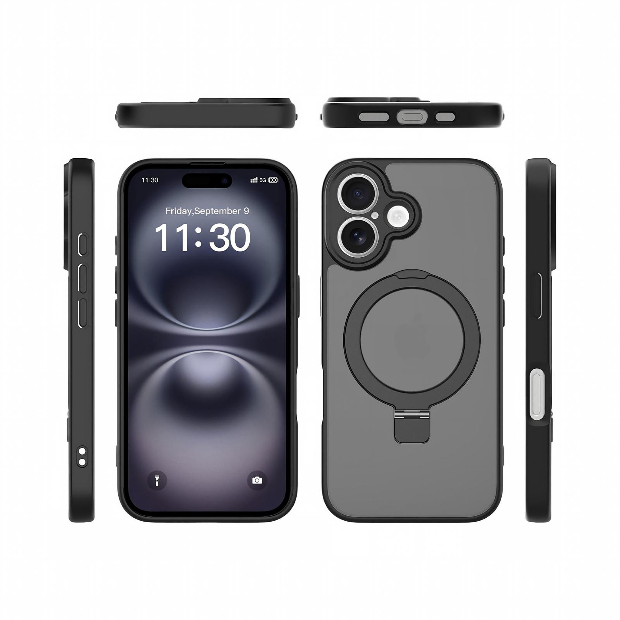SendaFit Precise-Cutout Matte Skin-Feel Racket-Stand Case for iPhone 16