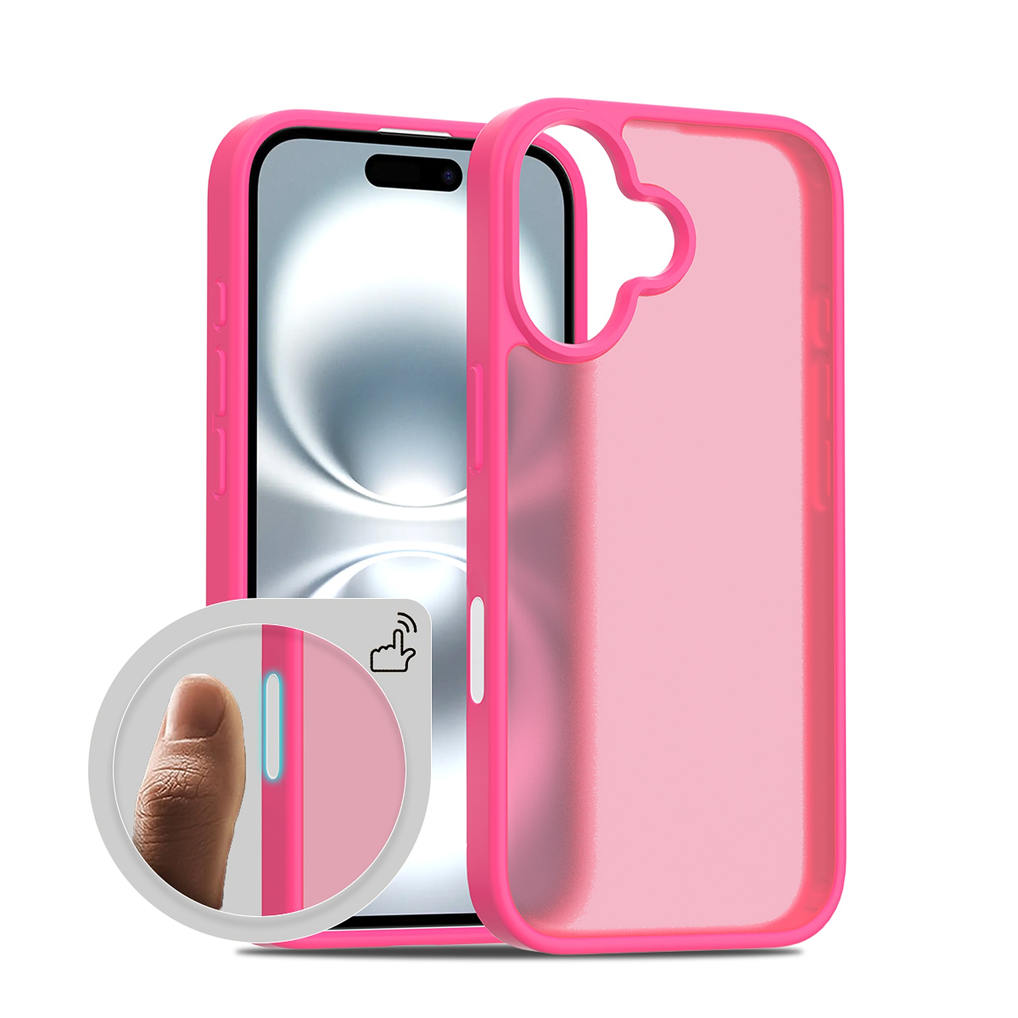 SendaFit Matte Skin-Feel Camera-Button Two-in-One Case for iPhone 16 - Rose Red