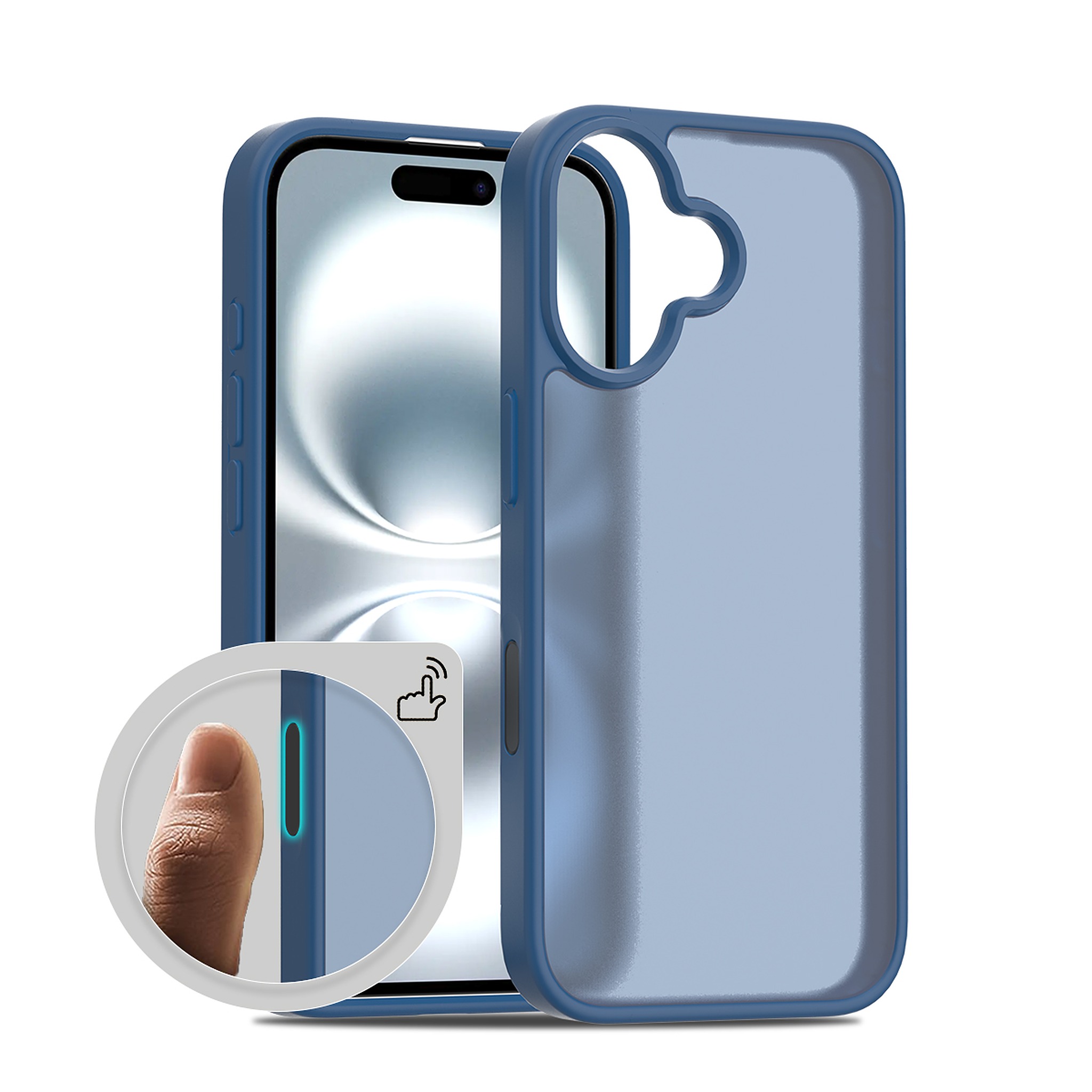 SendaFit Matte Skin-Feel Camera-Button Two-in-One Case for iPhone 16 - Royal Blue