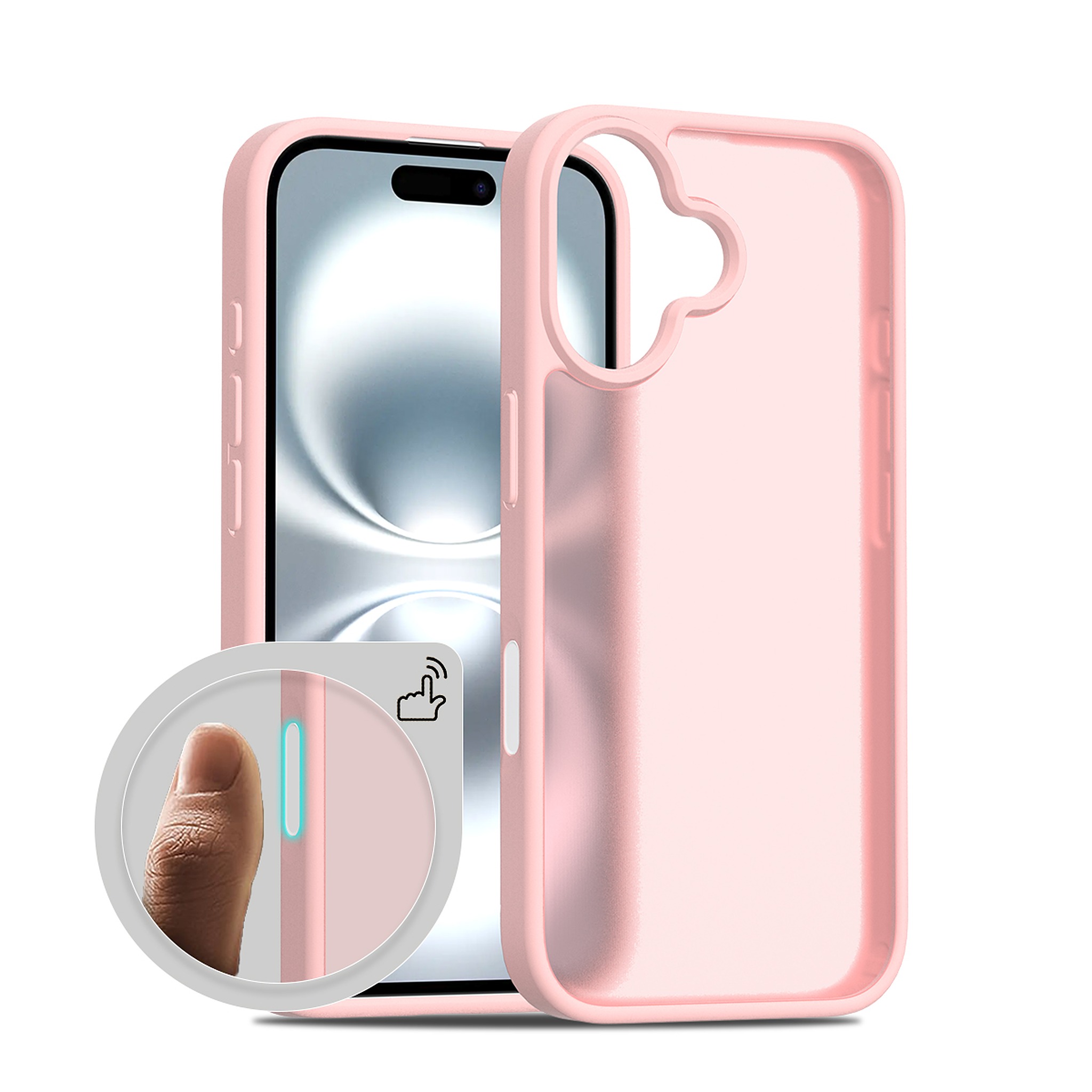SendaFit Matte Skin-Feel Camera-Button Two-in-One Case for iPhone 16 - Light Pink