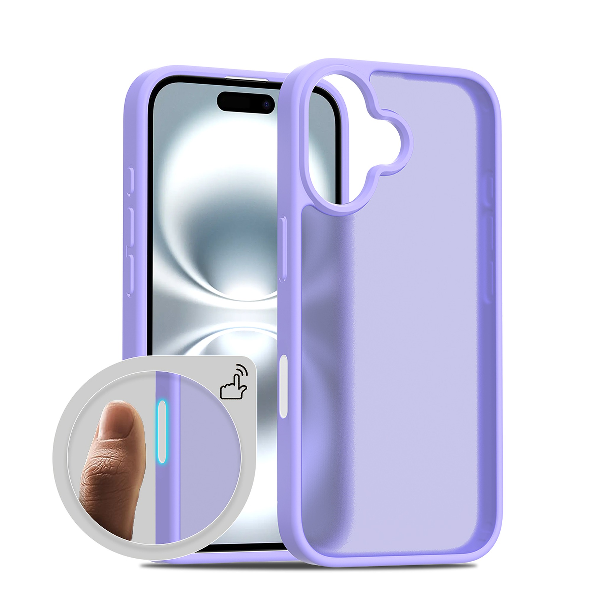 SendaFit Matte Skin-Feel Camera-Button Two-in-One Case for iPhone 16 - Light Purple