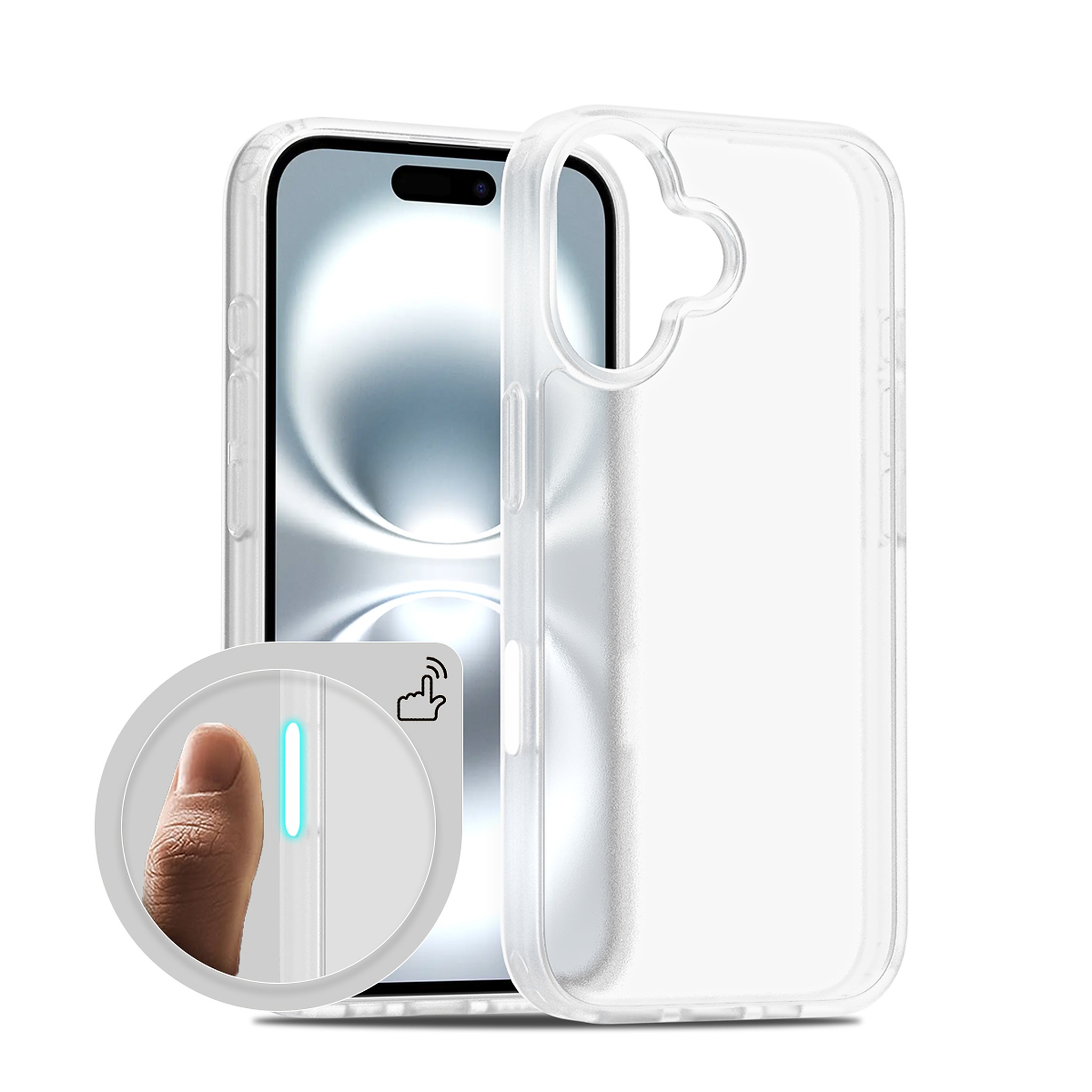 SendaFit Matte Skin-Feel Camera-Button Two-in-One Case for iPhone 16 - Frosted Clear