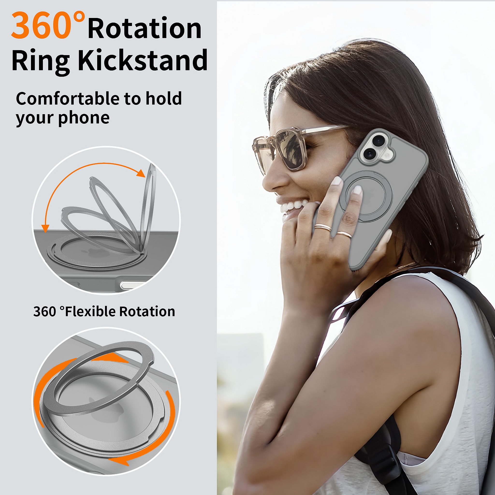 SendaFit Matte Skin-Feel 360° Stand Case for iPhone 16 detail 11