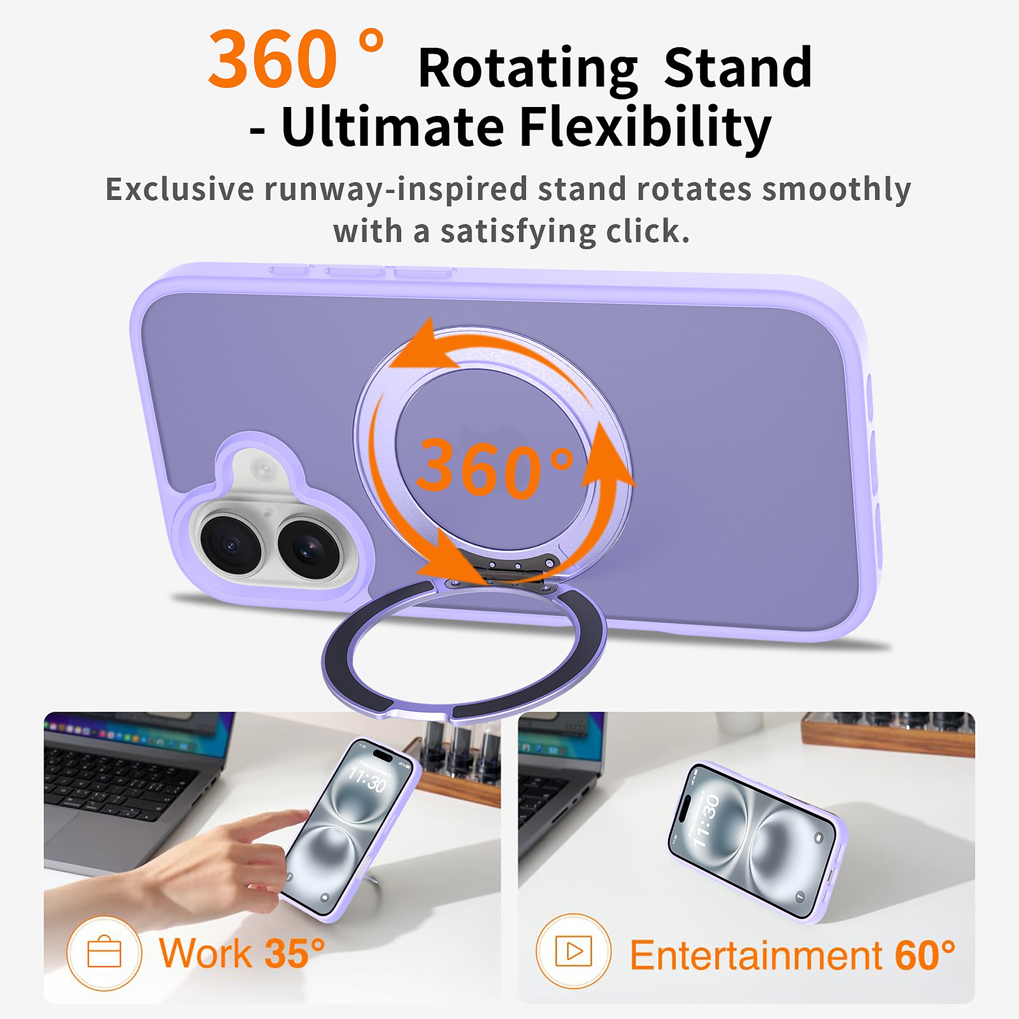 SendaFit Matte Skin-Feel 360° Stand Case for iPhone 16 detail 17