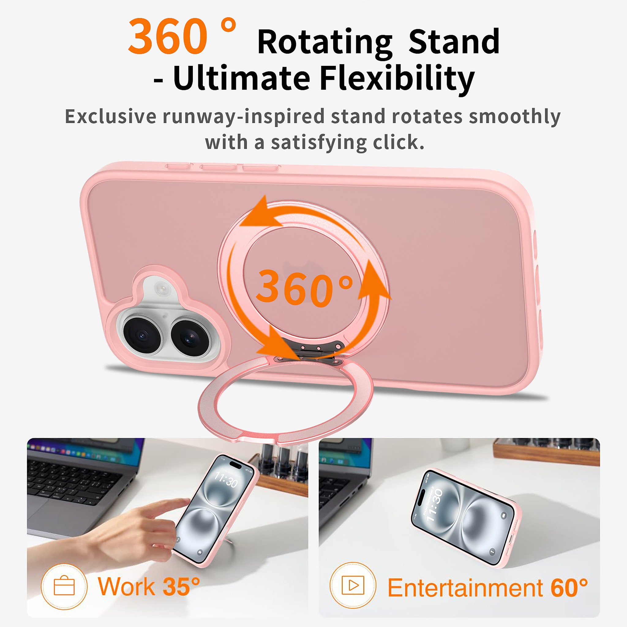 SendaFit Matte Skin-Feel 360° Stand Case for iPhone 16 detail 23