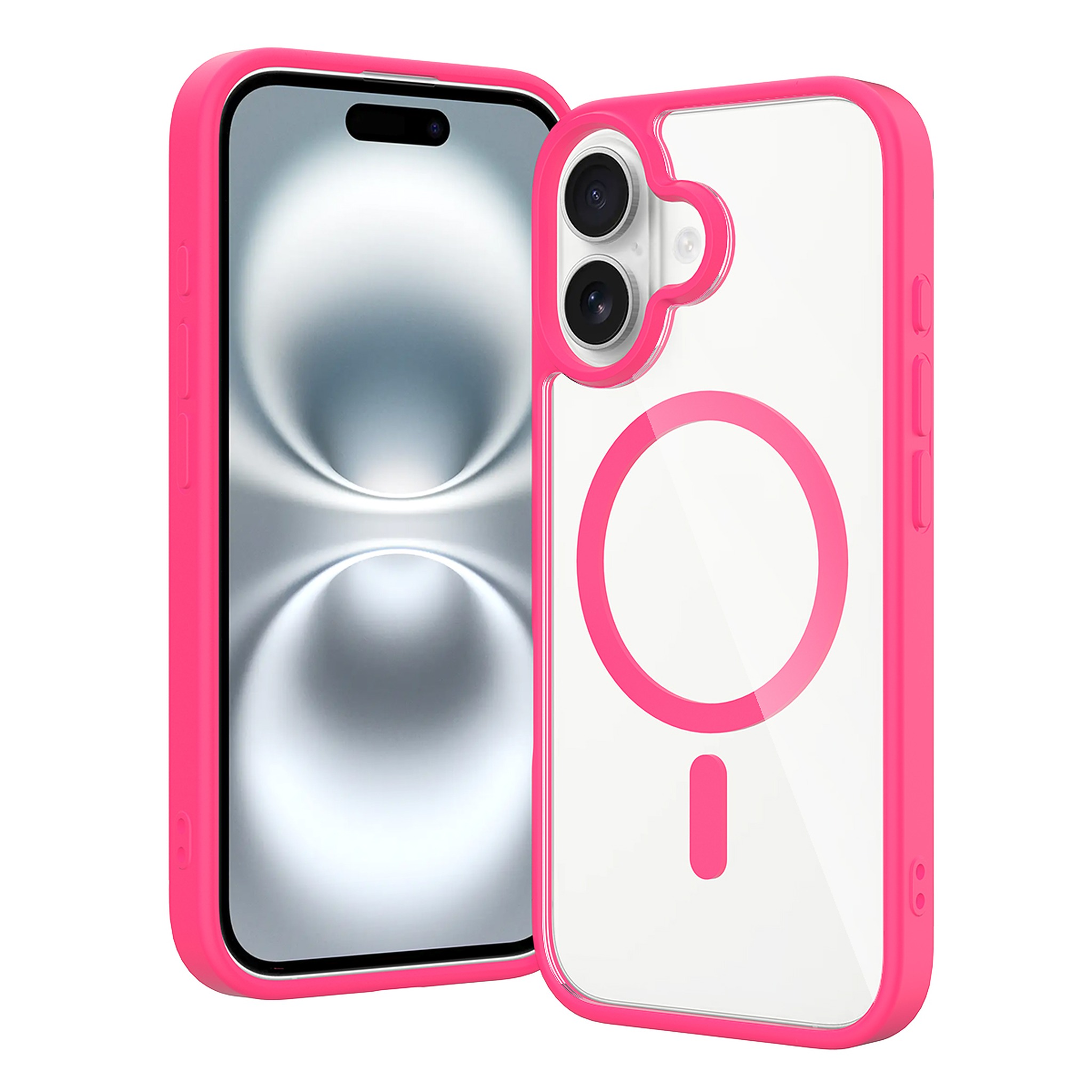SendaFit Clear Two-in-One MagSafe Case for iPhone 16 - Rose Red