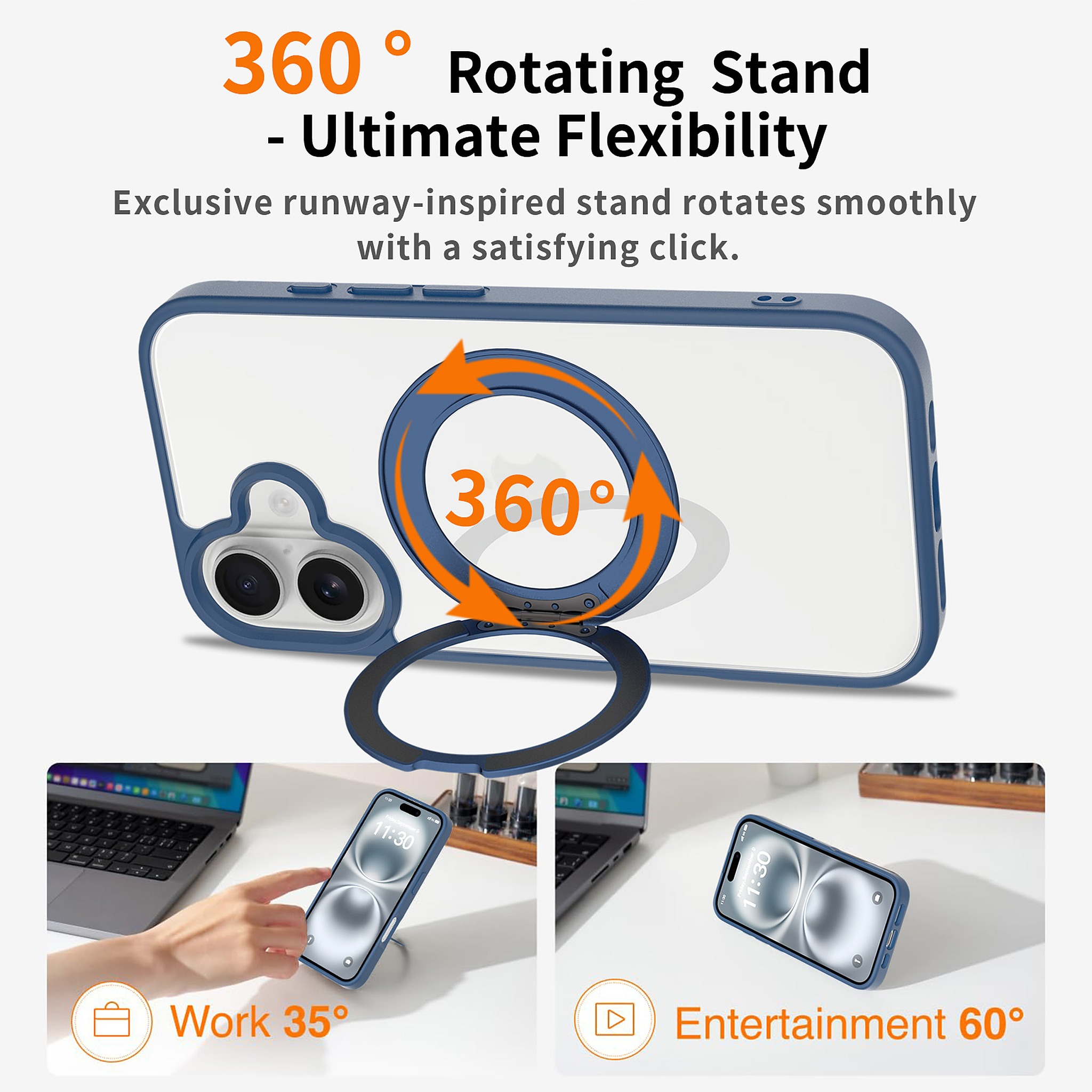 SendaFit Clear 360° Stand Case for iPhone 16 detail 12