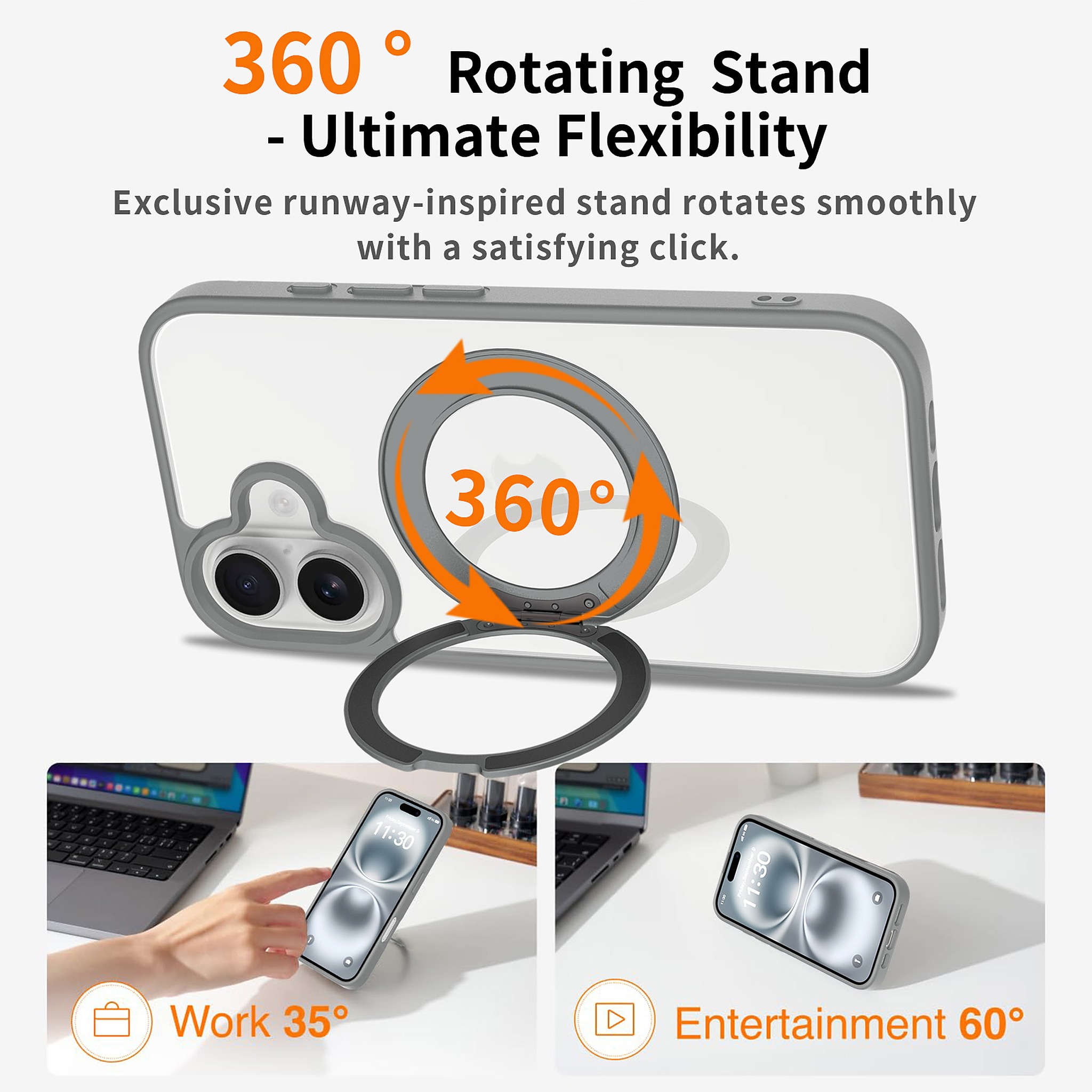 SendaFit Clear 360° Stand Case for iPhone 16 detail 17