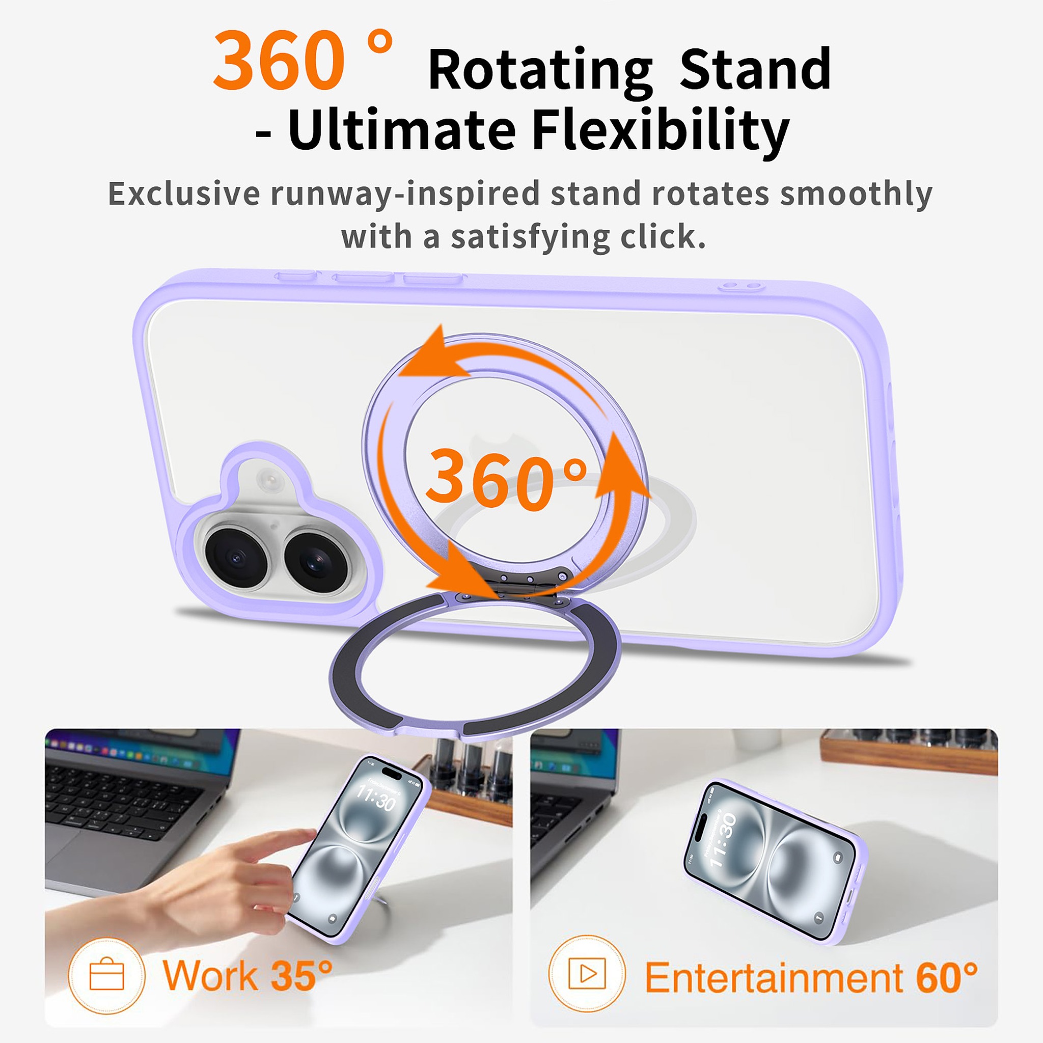 SendaFit Clear 360° Stand Case for iPhone 16 detail 23